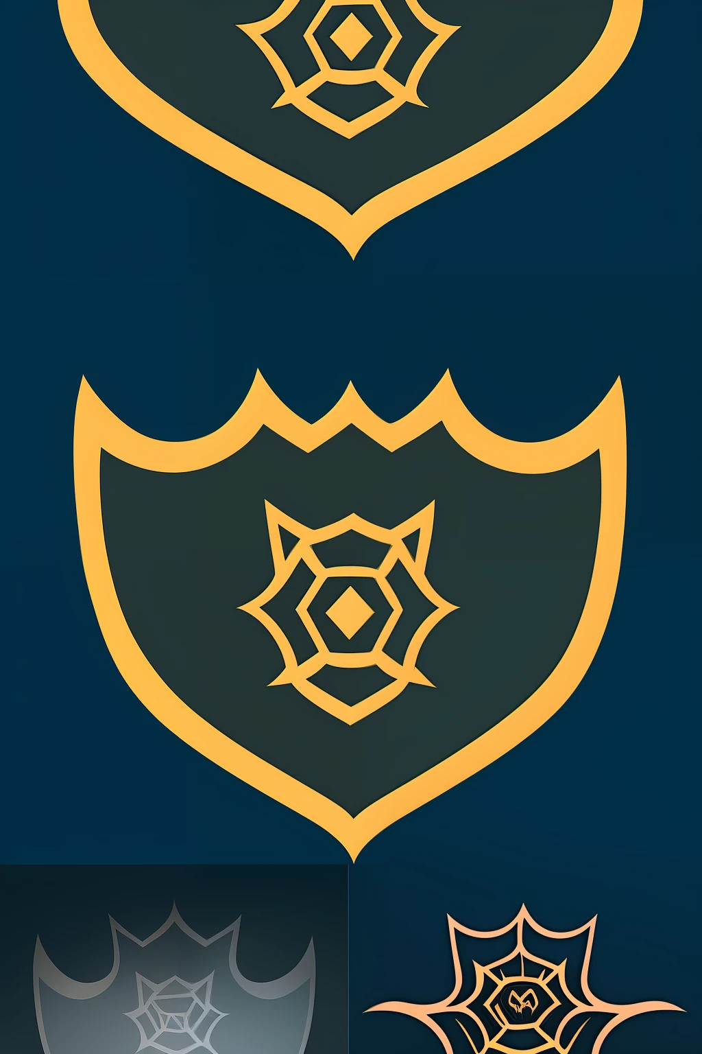 Generates a shield-shaped logo,The color is black and white,With coyotes as an element,minimal style