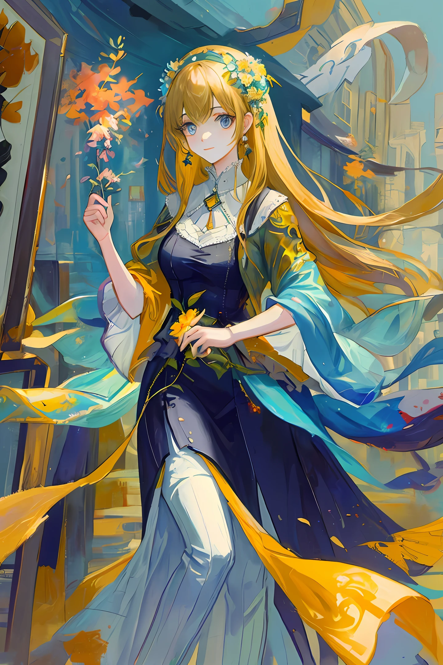 Help me design a beautiful painting with a national trendy style