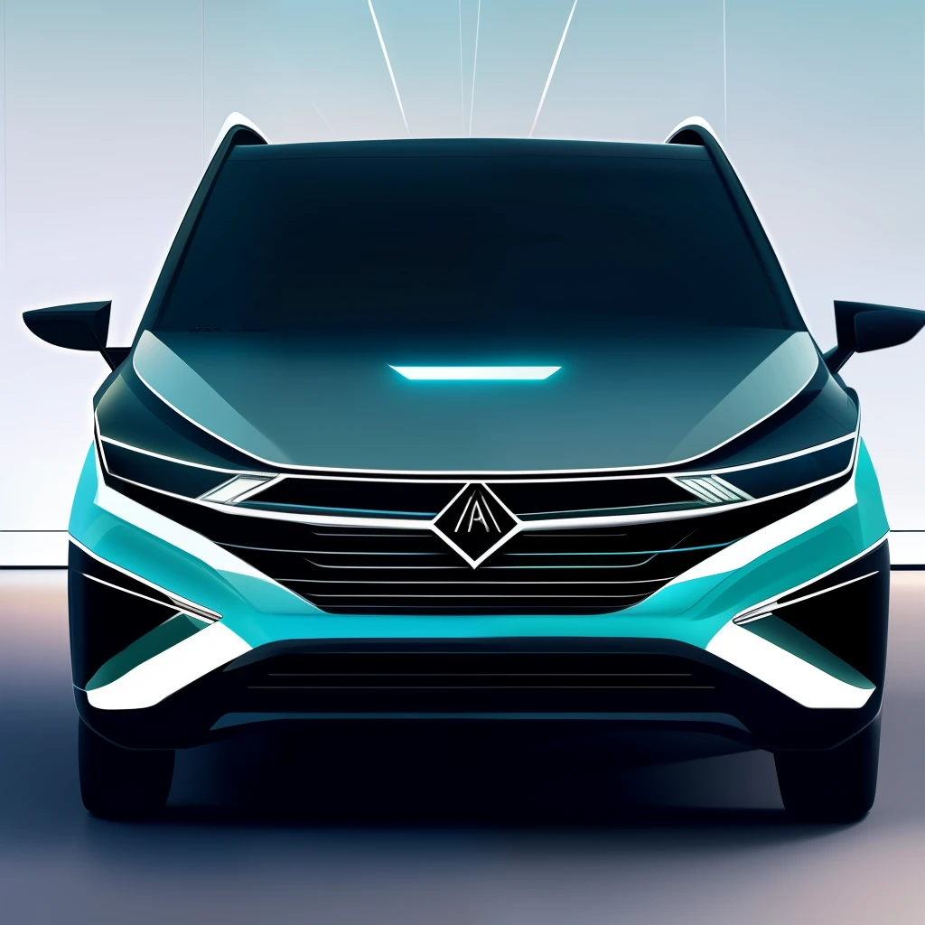 Carro voador futurista em ambiente moderno