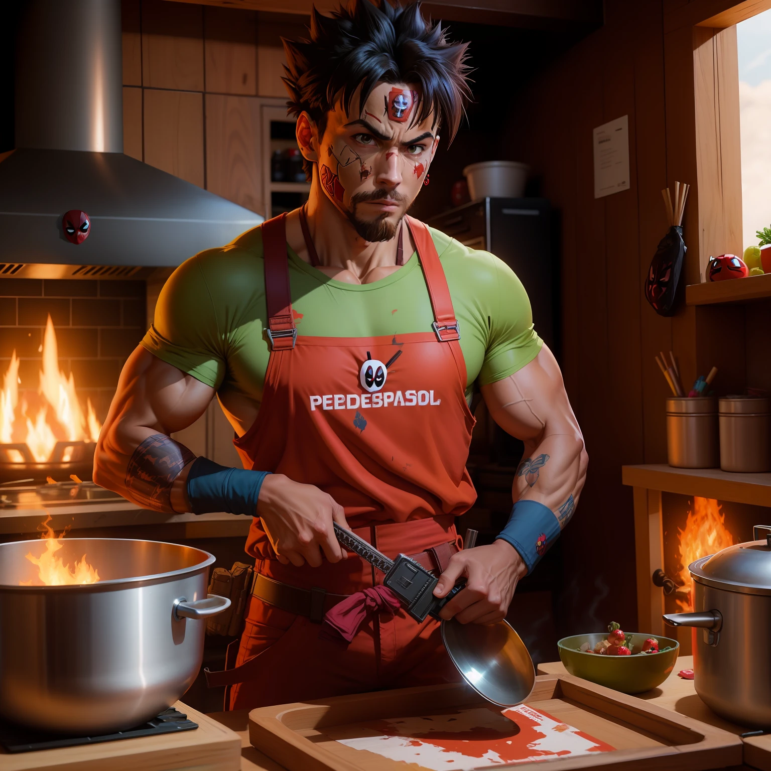 Goku misturado com deadpool