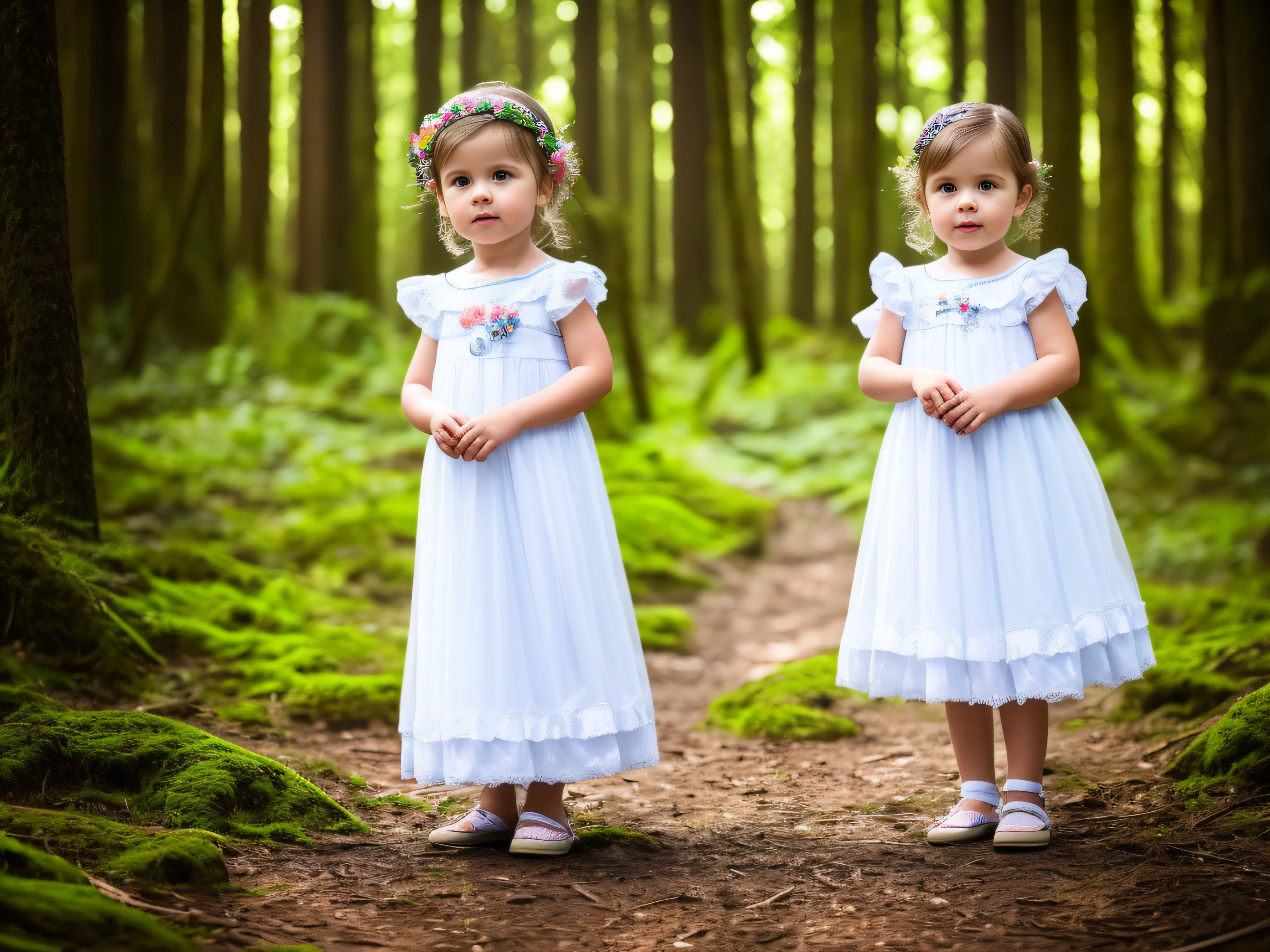 full-length portrait of a small child with fair skin and princess clothes, at a gathering in the forests of russia Cinematic, Photoshoot, Photographed on 35mm lens, Pro Photo RGB, soft lighting, volumetric, lighting, chromatic aberration, post processing, post production, tone mapping, shooting pose, photography, super detailed, and realistic , environment --Q 6 --Air 4:9 --aut --auto