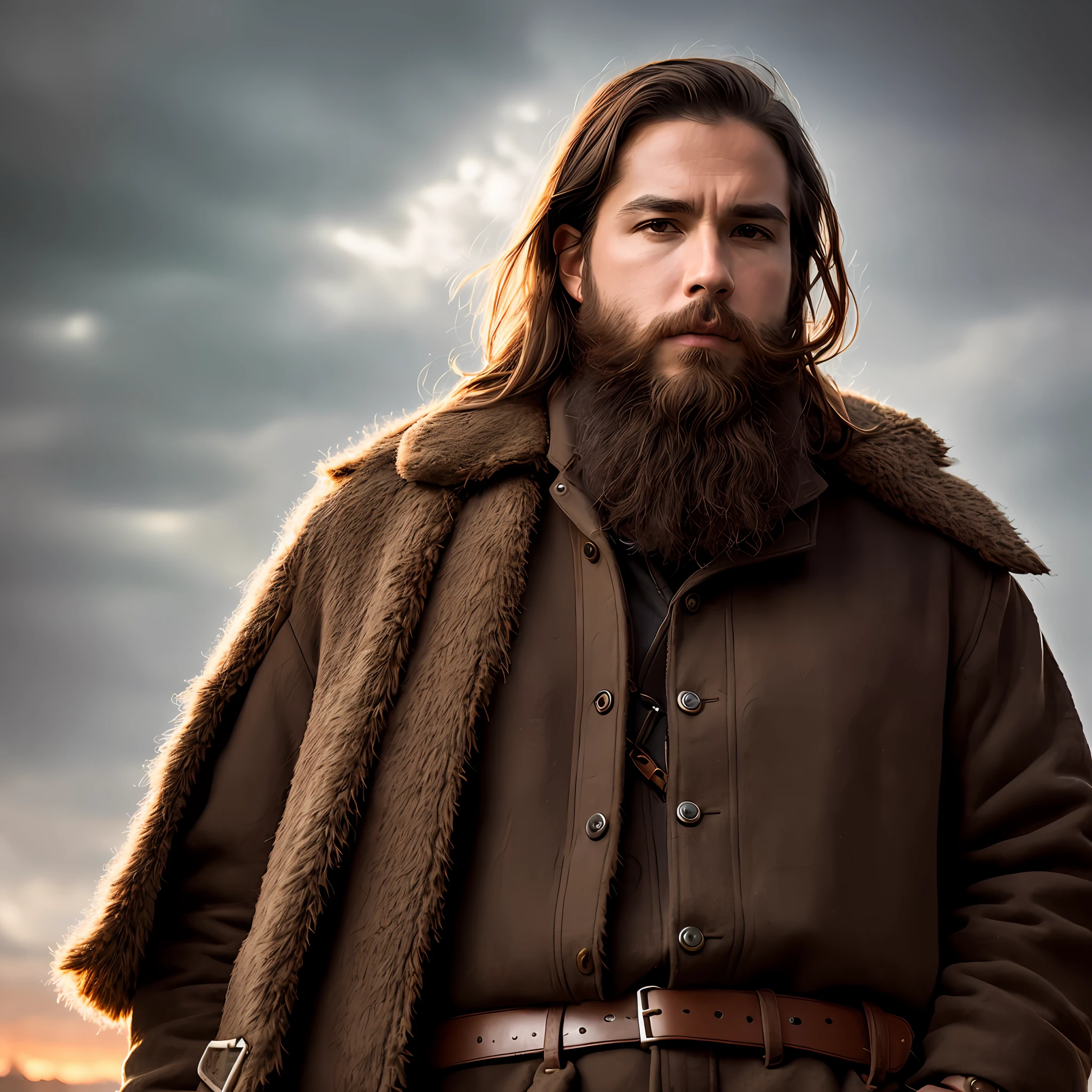 alenbmacan-12044, RAW photo, wide-angle, whole body, standing, serious look on the face, warrior, hero, soldier, mage, beard, (high detailed skin:1.2), 8k uhd, dslr, soft lighting, high quality, Fujifilm XT3, digital art, insanely detailed, award wining