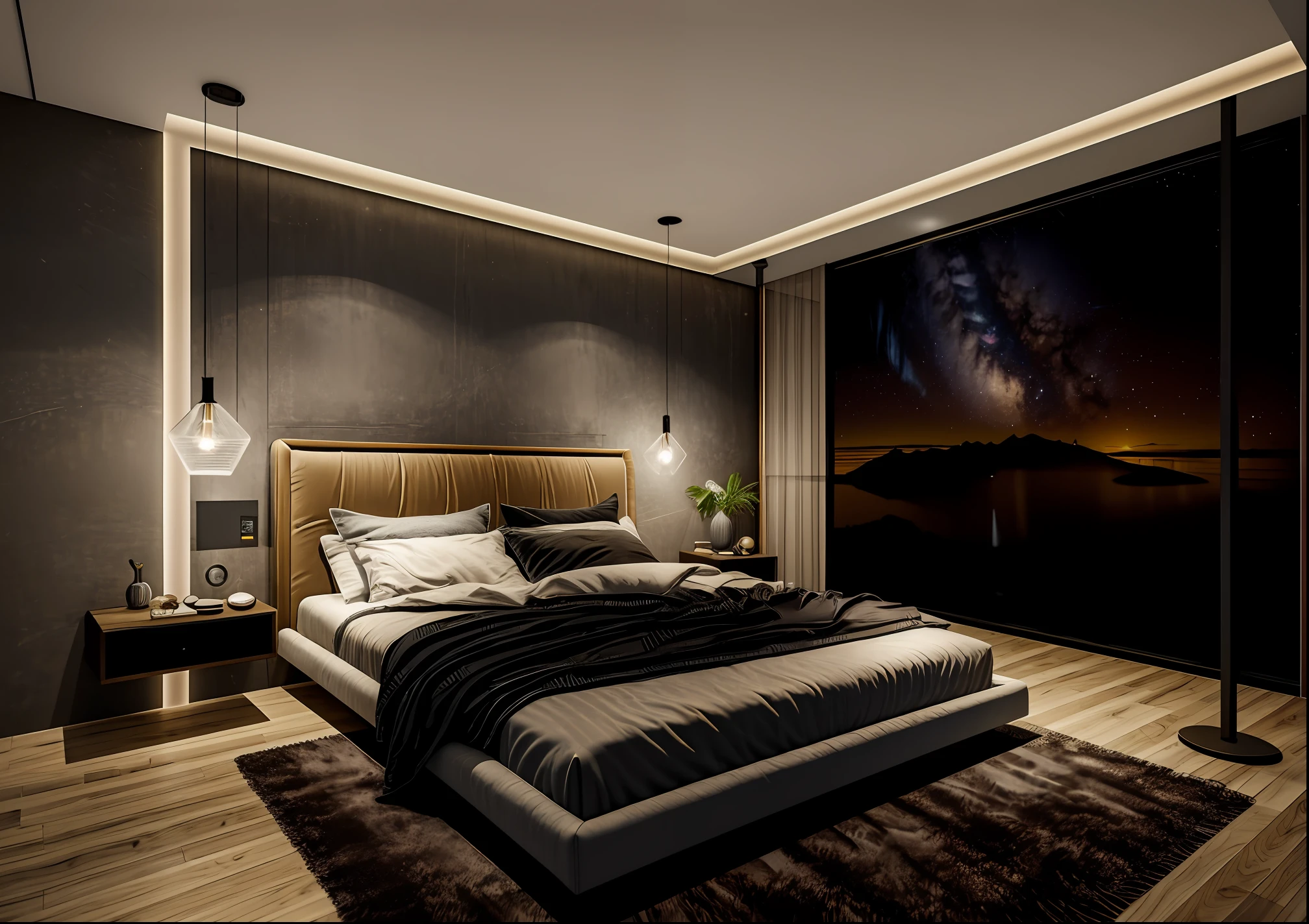 ((masterpiece), best quality, ultra realistic, super detailed, [(raw photo, 8k, ultra high res:1.1)], [nightlight:1.2], good contrast, [(32k:0.6, ultra realistic:0.8)], (bedroom:1.1))