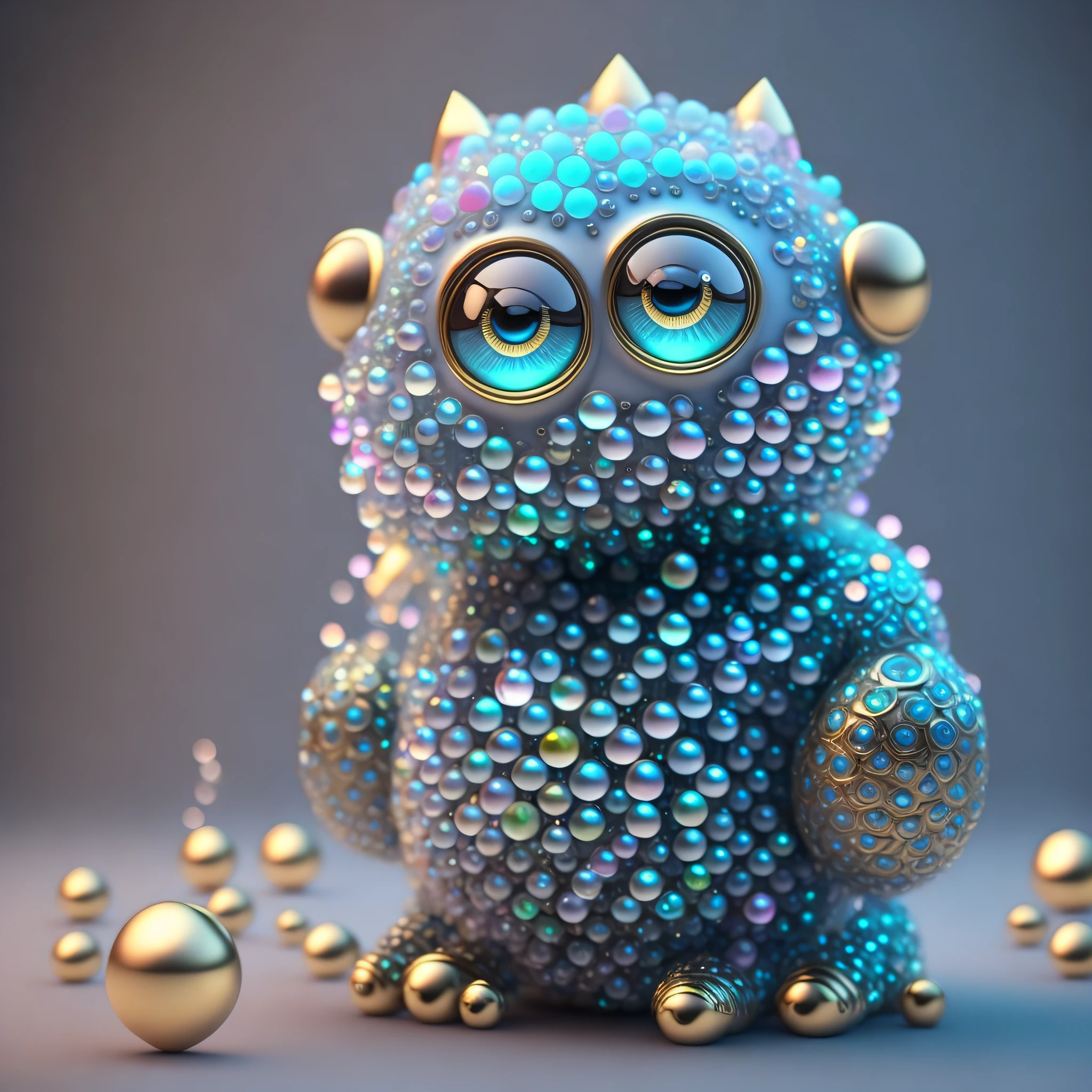 Photo of DivineStatue cute, cute little monster, made of crystal balls, highly detailed complex concept art trend with low-poly eyes artstation 8k, no background