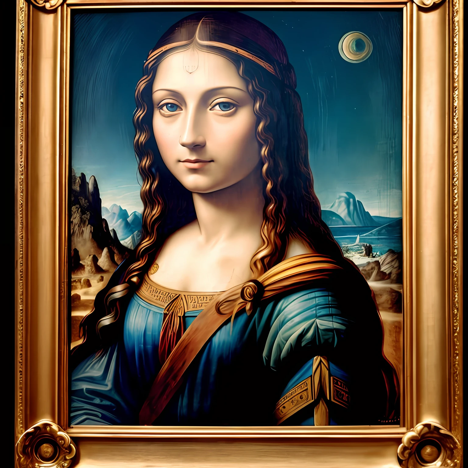 Foto RAW, Caro, foto de tiro largo de 21 y.o, La Gioconda em 2030, by Da Vinci, (pele altamente detalhada:1.2), 8k UHD, DSLR, soft lighting, alta qualidade, filmic grain, Fujifilm XT3, hyper-realistic, distopia, colorido, --auto