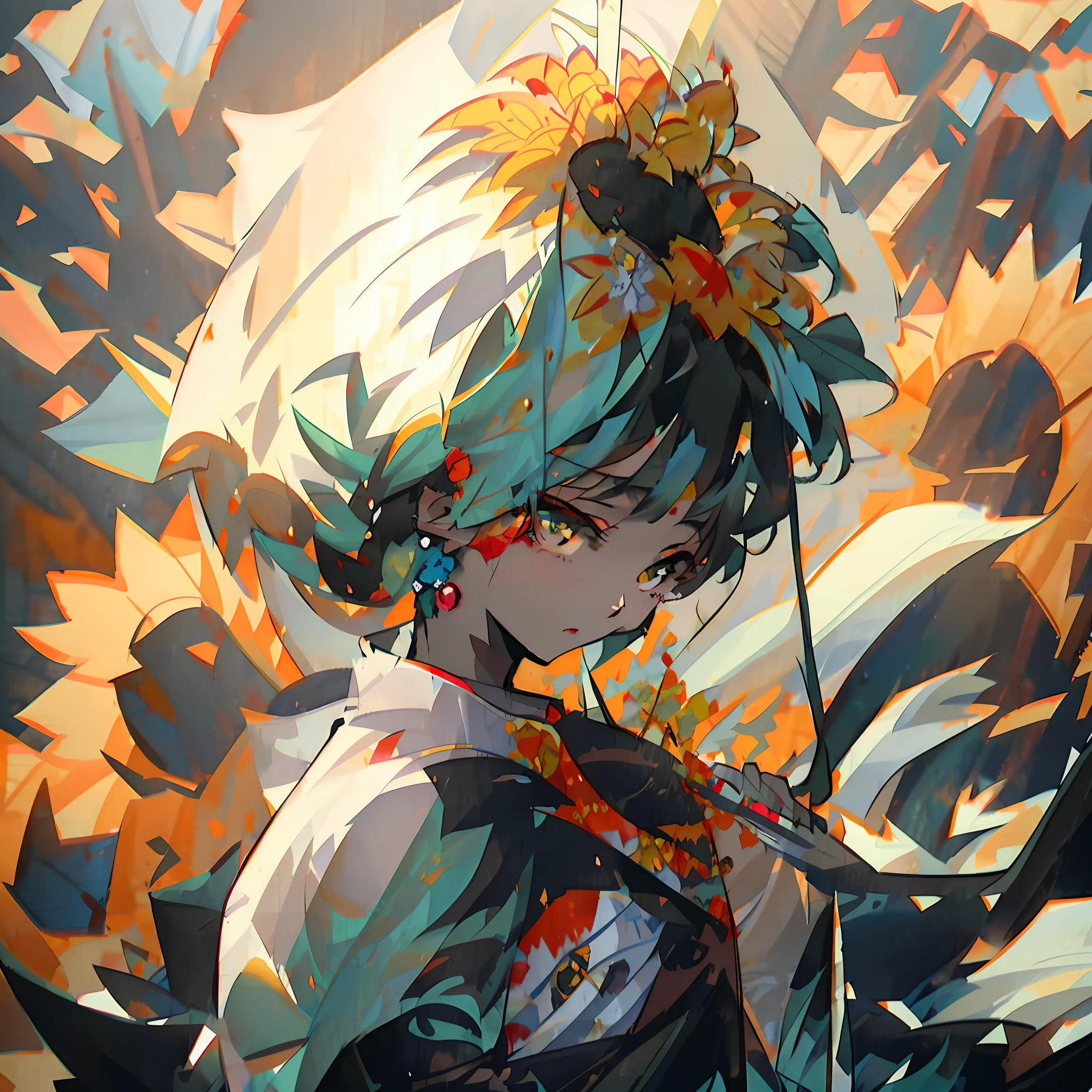 Anime - Style image of a young boy with sunflowers on his hair, Beautiful sunflower anime boy, Anime art wallpaper 4 K, Anime art wallpaper 4k, Anime art wallpaper 8 K, Detailed digital anime art, style of anime4 K, Digital art on Pixiv, 4K anime wallpaper, Anime wallpaper 4K, Anime wallpaper 4 k, trending on artstation pixiv
