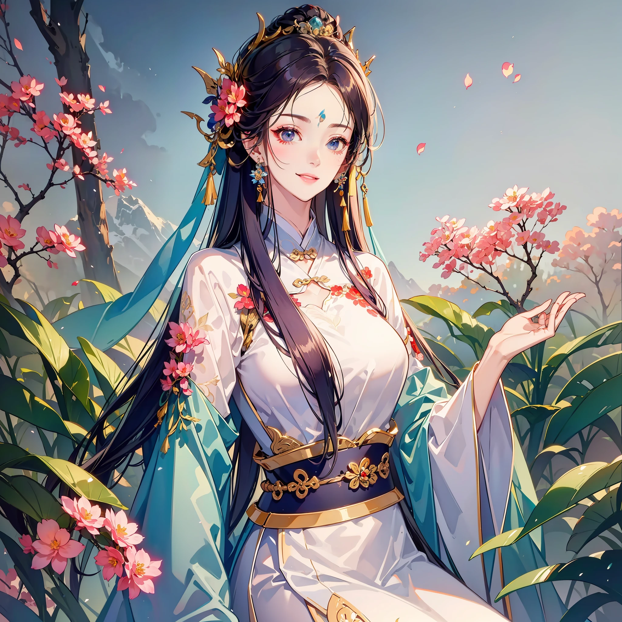 Excellent image quality,Ultra-clear image quality,Big red Hanfu wedding dress,Candles flicker,Pearl hair crown,Tassel earrings,Smiling like a flower