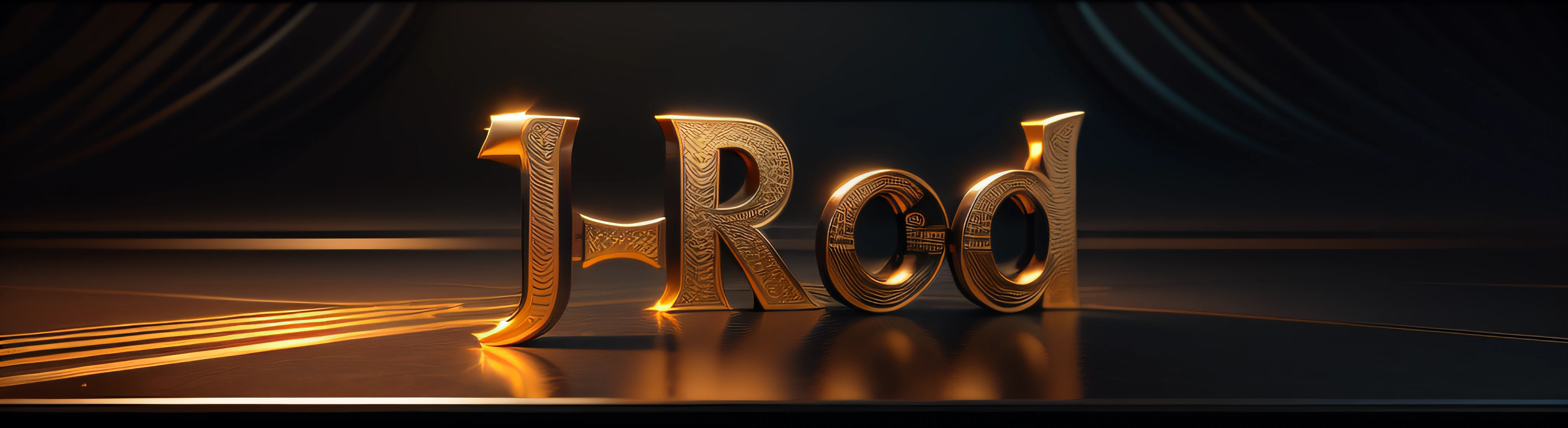 Luxury logo with the title J-Rod, 3d render, 8k, NVIDIA, ray-traced, bokeh, flare, luz e sombras realistas,