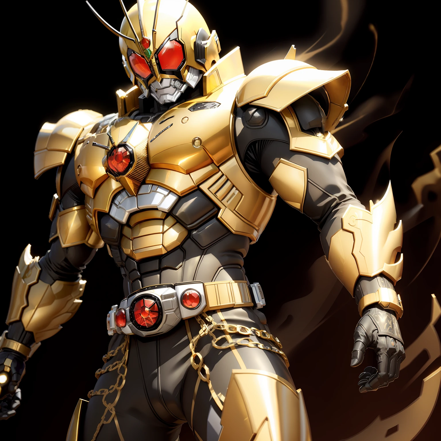 black kamen rider with  golden ornaments