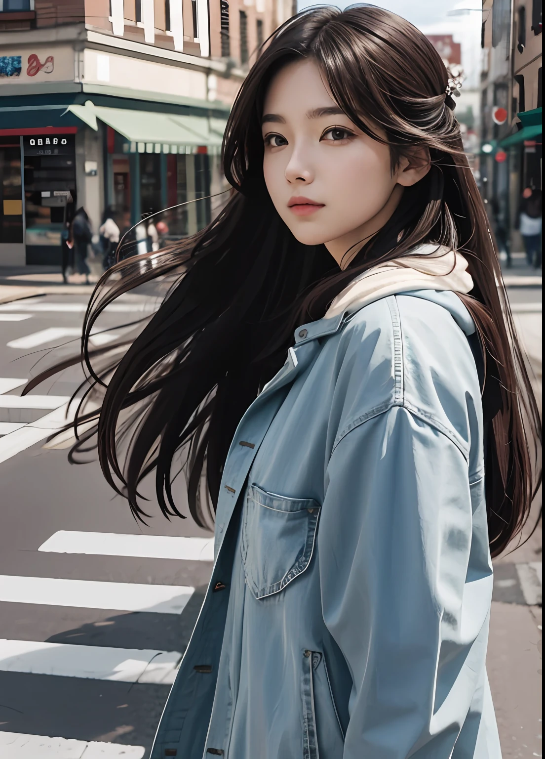 (best-quality:0.8),
(best-quality:0.8), perfect anime illustration, extreme closeup portrait of a pretty woman walking through the city