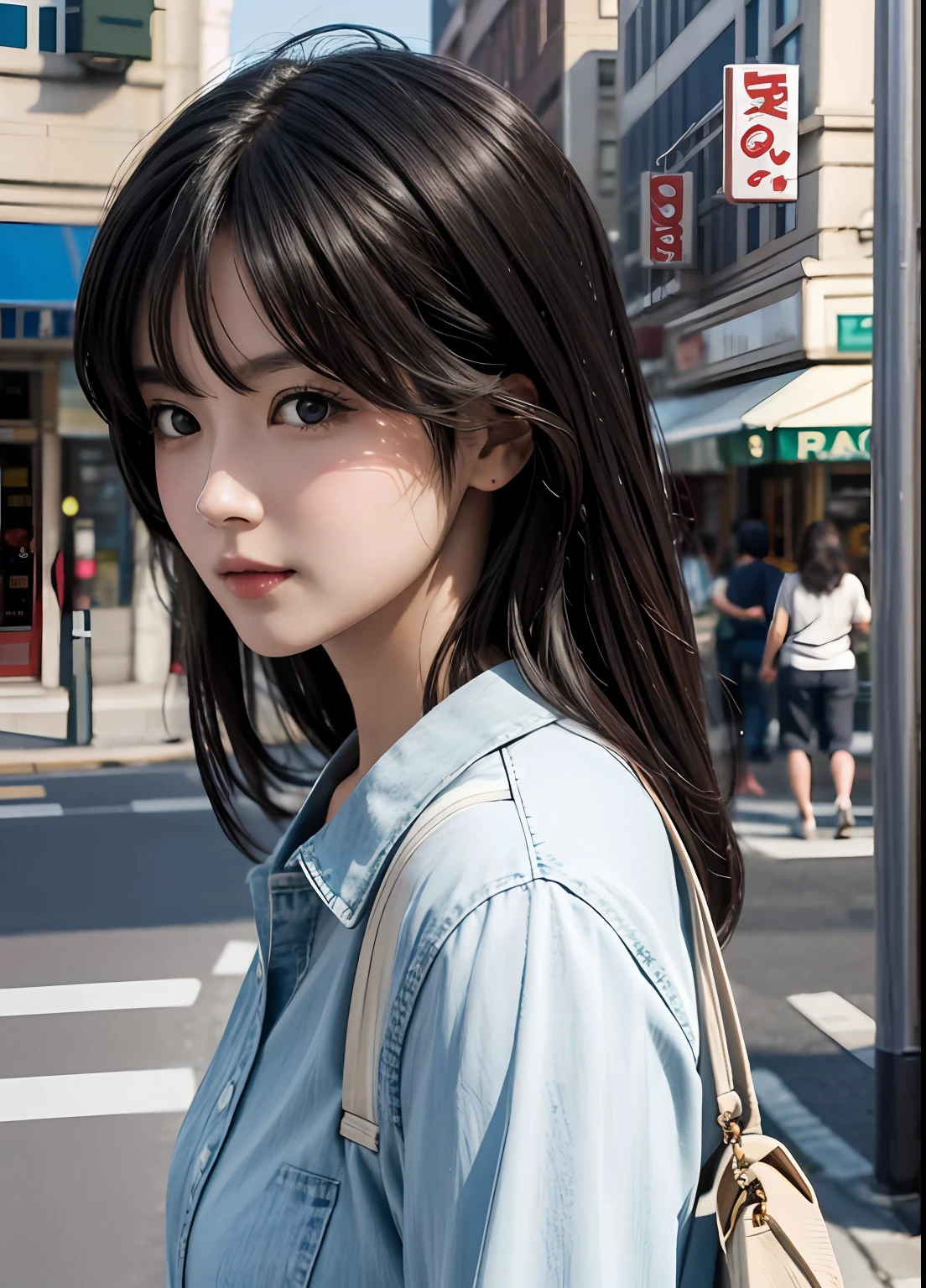 (best-quality:0.8),
(best-quality:0.8), perfect anime illustration, extreme closeup portrait of a pretty woman walking through the city