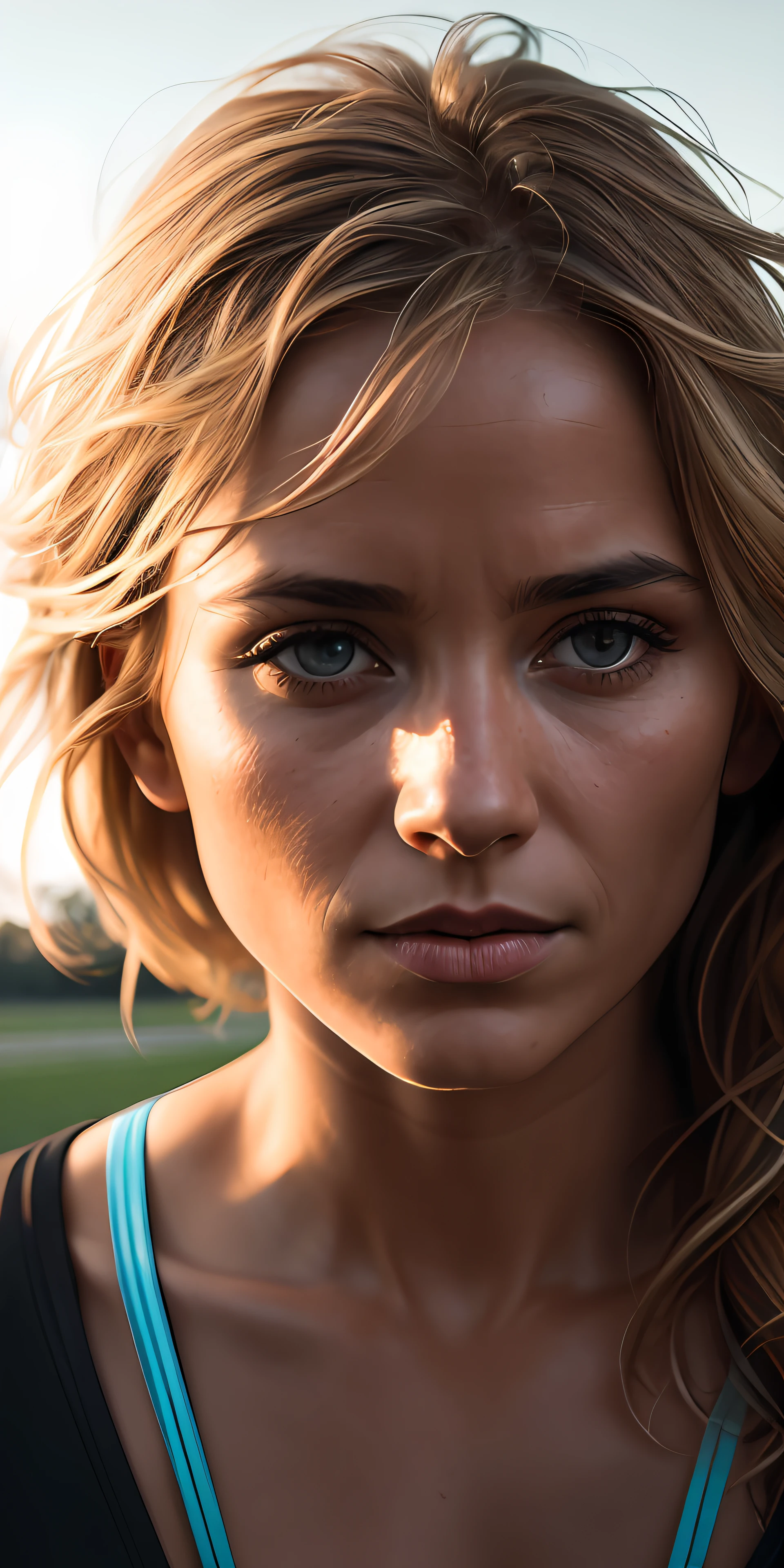 beautiful mature Swedish college girl, outside on track field, ((slim, petite)), photorealistic, photo, masterpiece, realistic, realism, photorealism, high contrast, photorealistic digital art trending on Artstation 8k HD high definition detailed realistic, detailed, skin texture, hyper detailed, realistic skin texture, armature, best quality, ultra high res, (photorealistic:1.4),, high resolution, detailed, raw photo, sharp re, by lee jeffries nikon d850 film stock photograph 4 kodak portra 400 camera f1.6 lens rich colors hyper realistic lifelike texture dramatic lighting unrealengine trending on artstation cinestill 800,(((full naked))),full body