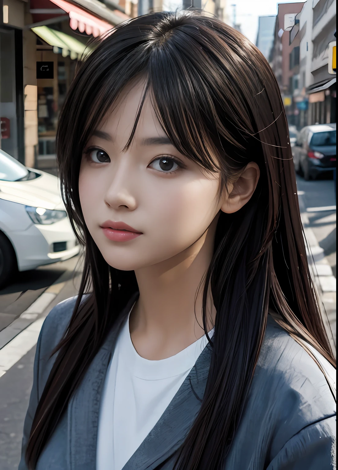 (best-quality:0.8),
(best-quality:0.8), perfect anime illustration, extreme closeup portrait of a pretty woman walking through the city