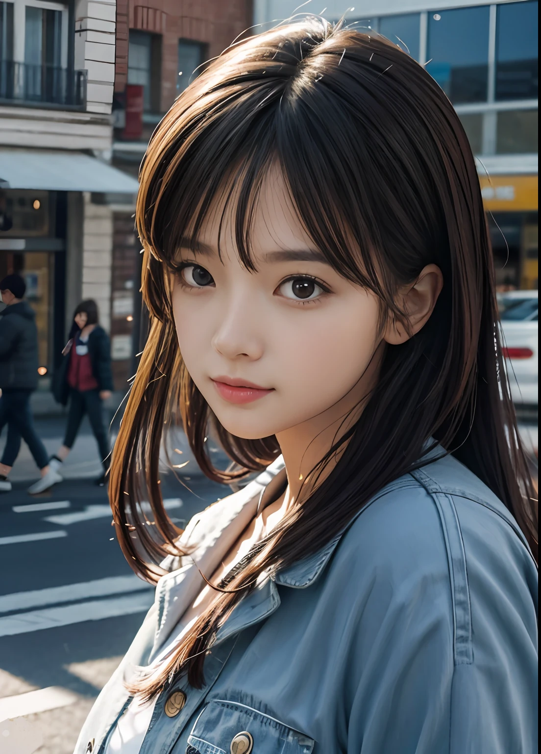 (best-quality:0.8),
(best-quality:0.8), perfect anime illustration, extreme closeup portrait of a pretty woman walking through the city