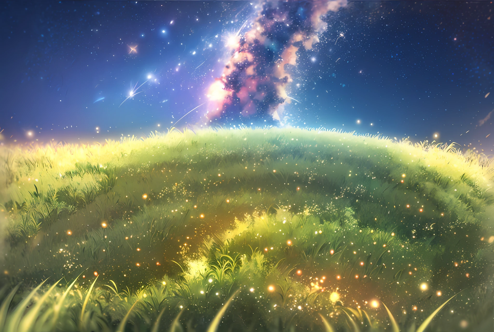 Cosmic orizont of a celestial landscape of a large field of green grass with regular hills, galaxy, supernova, estrela, Estrelas, cosmico, celestial 🌌🌌🌌🌌🌠🌠🌠🌠🌄🌄🌄🌄🌄