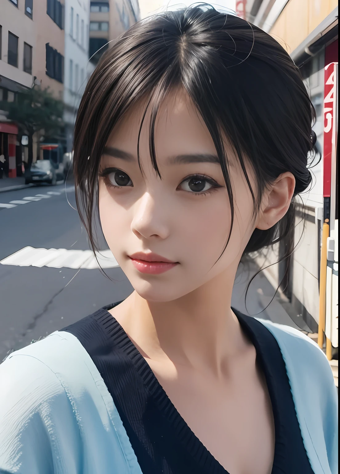 (best-quality:0.8),
(best-quality:0.8), perfect anime illustration, extreme closeup portrait of a pretty woman walking through the city