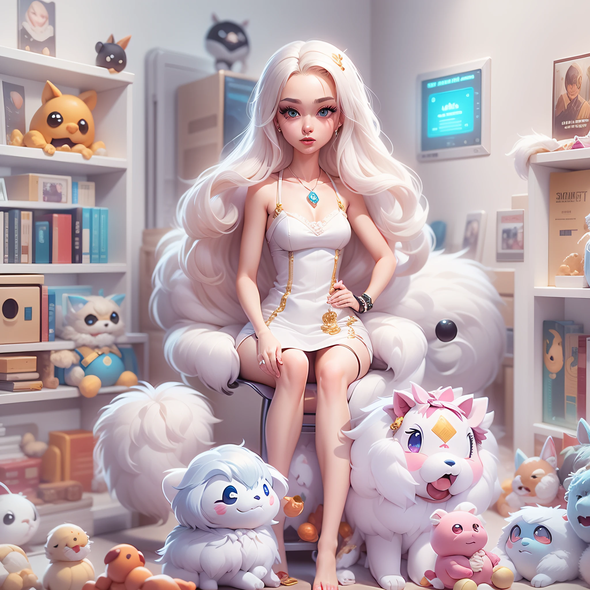 Masterpiece,High Quality,High resolution,The highest resolution,White background,solid color background,transparent background,no background,remove background,Complicated details,Highest quality,game icon,game icon institute,cartoon_style,full body,Cute Fluffy Barbie Monster,all separated