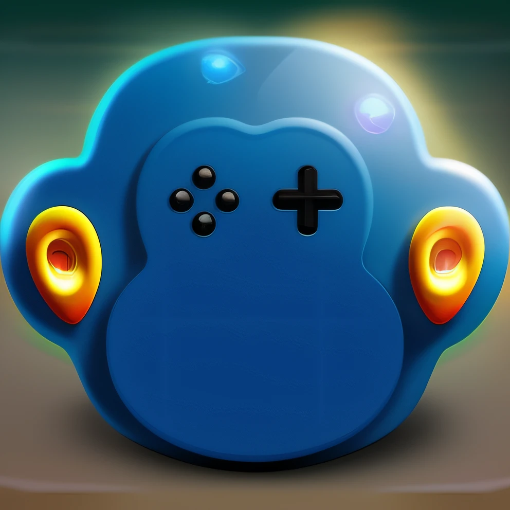 a blue monkey with a controller on his head, macaco entediado nft, macaco, macaco entediado, controle de Videojogo, Dunkey do Videojogo, Avatar de Videojogo, Videojogo, Video Game icon design, joga Videojogo, xbox, cara como macaco, Video Game icon, inspired by Masamitsu Ōta, jogo, coragem, game icon, Inspirado em Videojogo, controlador