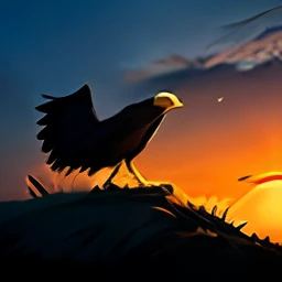 Eagle at the tip of the mountain,no por do Sol --auto