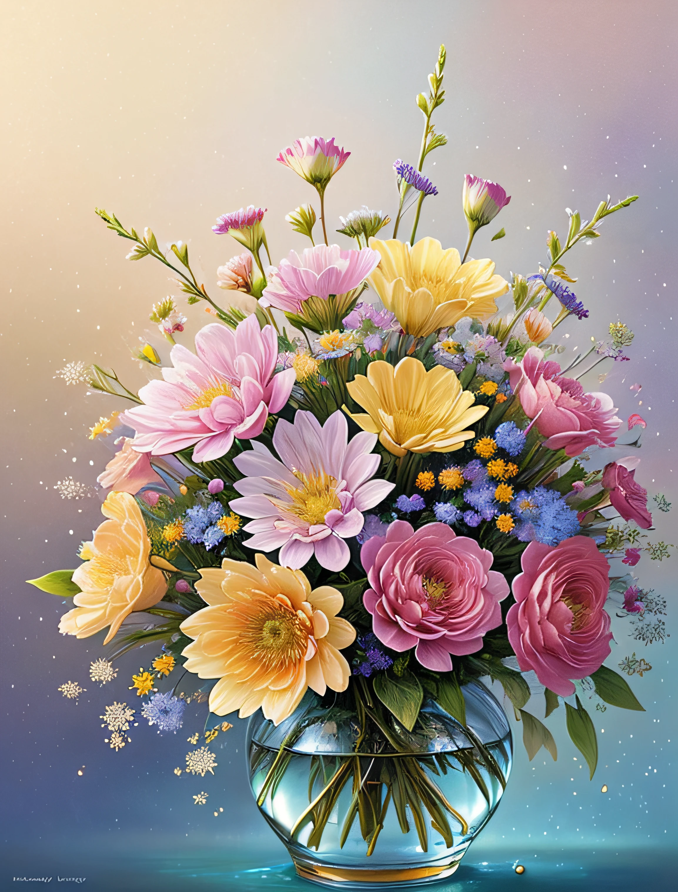 art by Mandy Disher, digital art, 8k, Jean-Baptiste Monge style, bright, beautiful, splash, Glittering, cute and adorable, filigree, rim lighting, lights, extremely, magic, surreal, fantasy, digital art, wlop, artgerm and james jean