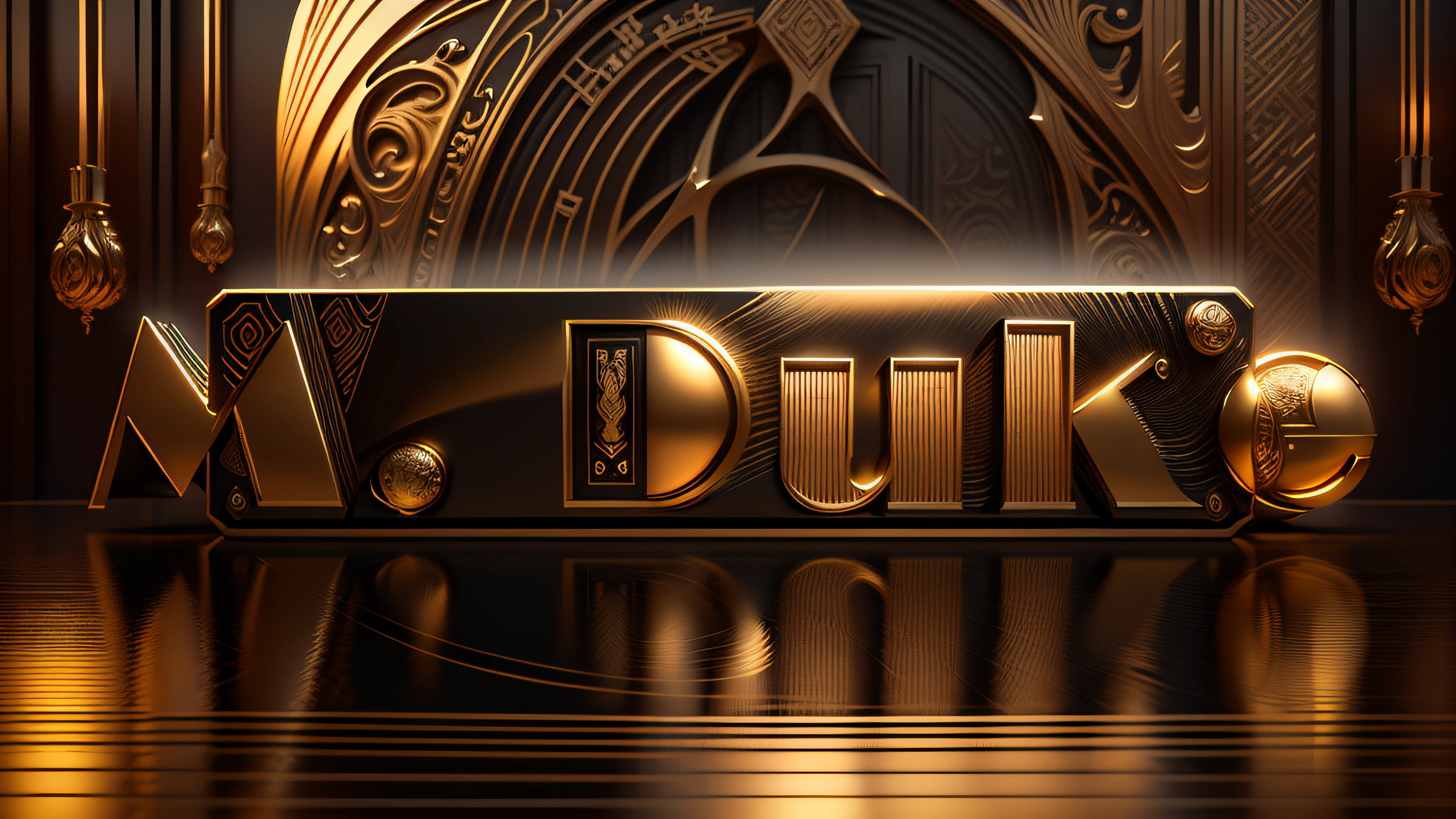 Luxury logo with the title M. Duke, 3D-rendering, 8k, NVIDIA, ray-traced, Bokeh, fulgurar, luz e sombras realistas,