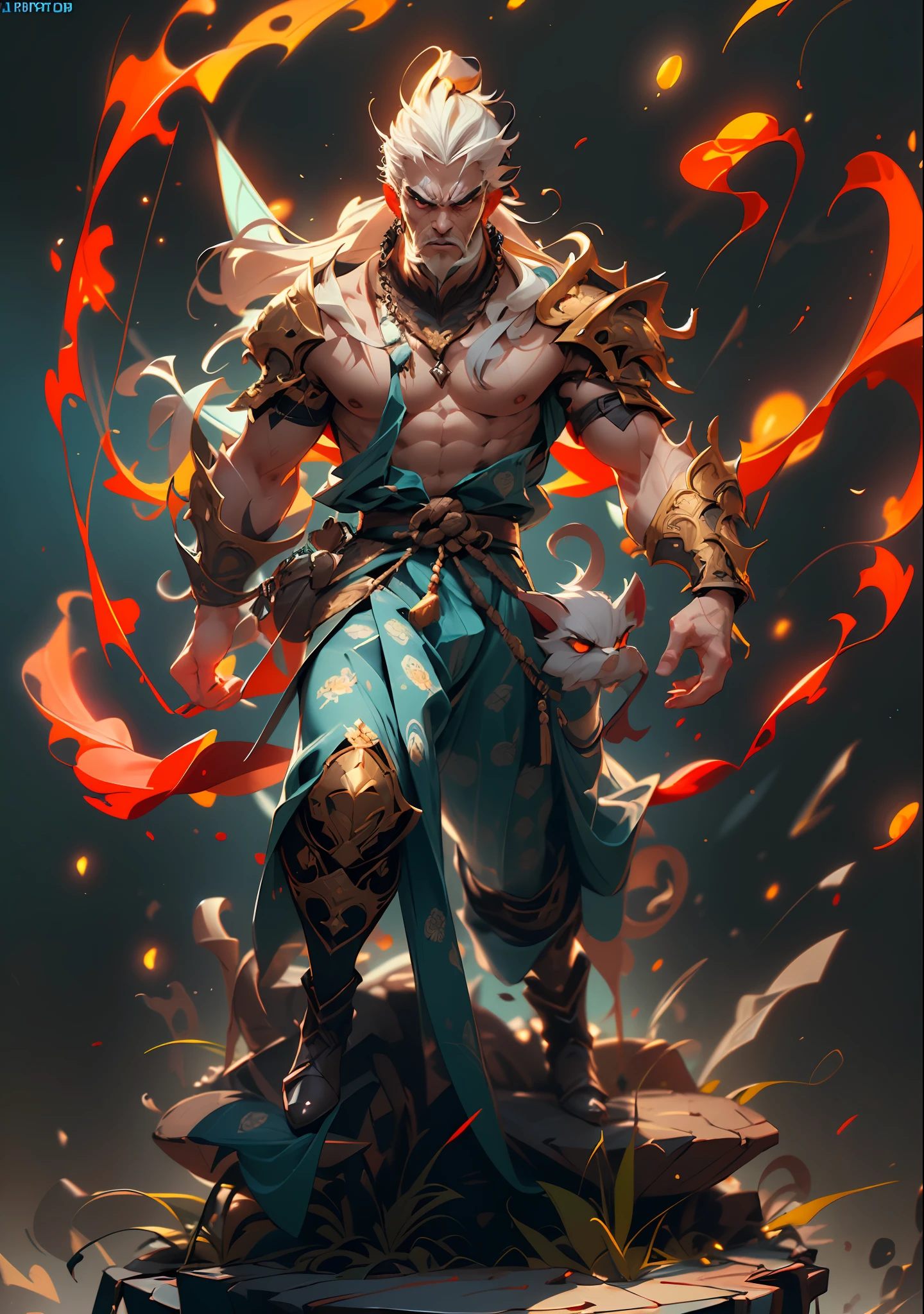 A middle-aged man with a powerful aura emanating from his entire body, his eyes wide open in anger, and his mouth roaring, He is dressed in a simple yet dignified blue-patterned cloth armor with a white base, This character design is reminiscent of Chinese martial arts heroes in Japanese anime, with finely crafted character design and a mature artistic style, ((character concept art)), full body character drawing, high definition, best quality, ultra-detailed, extremely delicate, anatomically correct, symmetrical face, extremely detailed eyes and face, high quality eyes, RAW photo, UHD, 8k, professional lighting, soft lighting, (masterpiece:2)