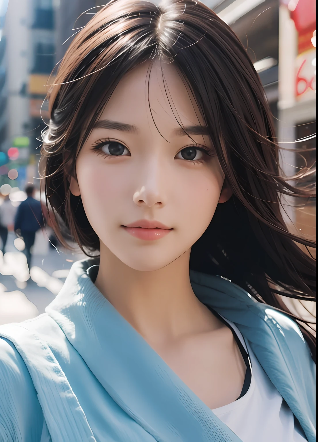 (best-quality:0.8),
(best-quality:0.8), perfect anime illustration, extreme closeup portrait of a pretty woman walking through the city