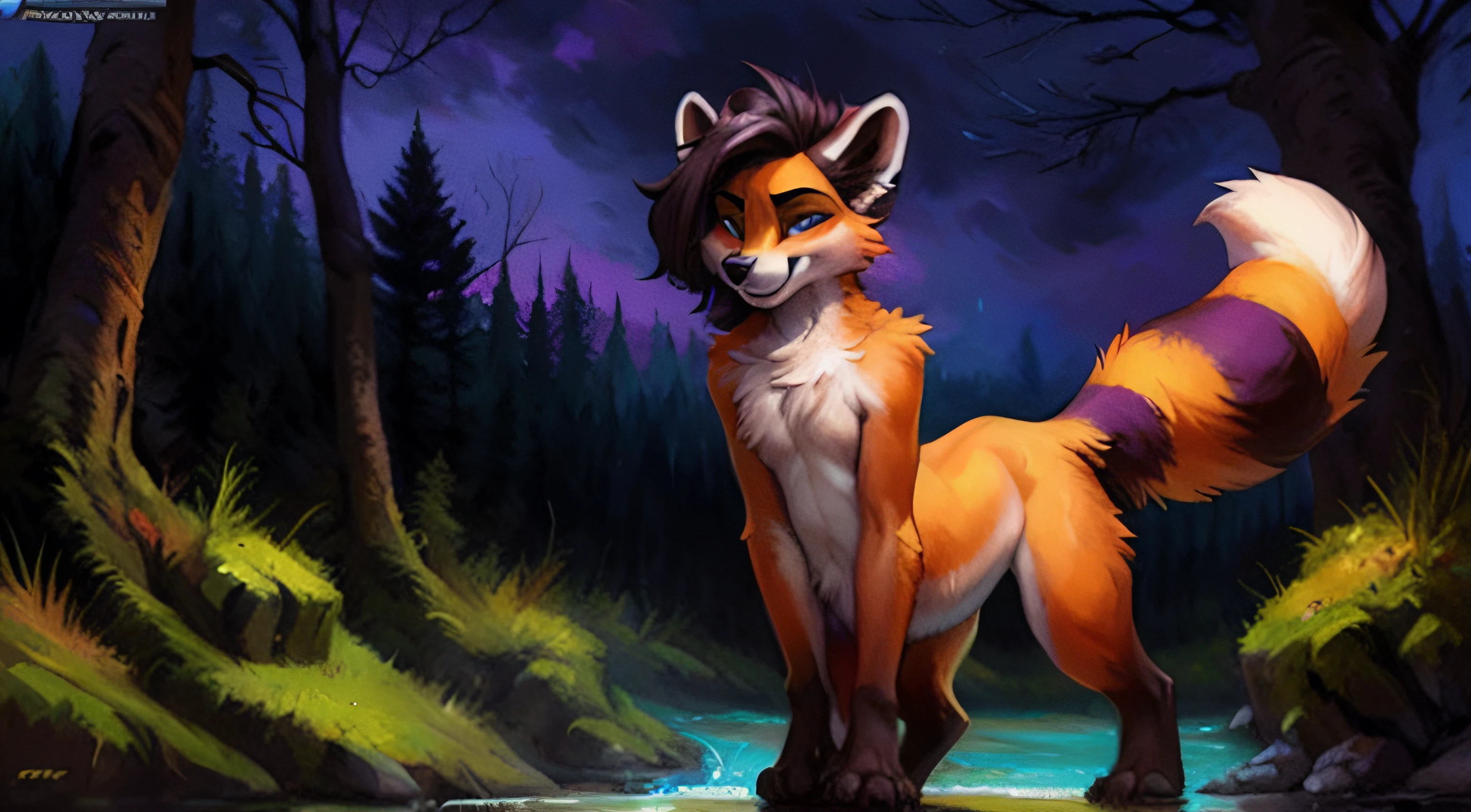 subido a e621, (por kenket, por Ross Tran, por Ruan Jia, por Foxovh) de un red-panda taur macho de ojos azules (((mostrando el tracero con cola))), en alto mirando hacia la camara de forma traviesa, (cuerpo completo), Open Invitation, mirada picara, (In the middle of a forest with a river in the background), (detailed lighting), (cinematography lighting), [luz ambiental detallada], [cara y ojos detallados], [Enfoque genital], peludo, peludo fandom, Fursona, ((sombra de medio cuerpo)), [luz ambiental en el vientre], [proporciones realistas], [explicit content], [foco nítido], (contenido cuestionable), (sombreado), ((obra maestra))