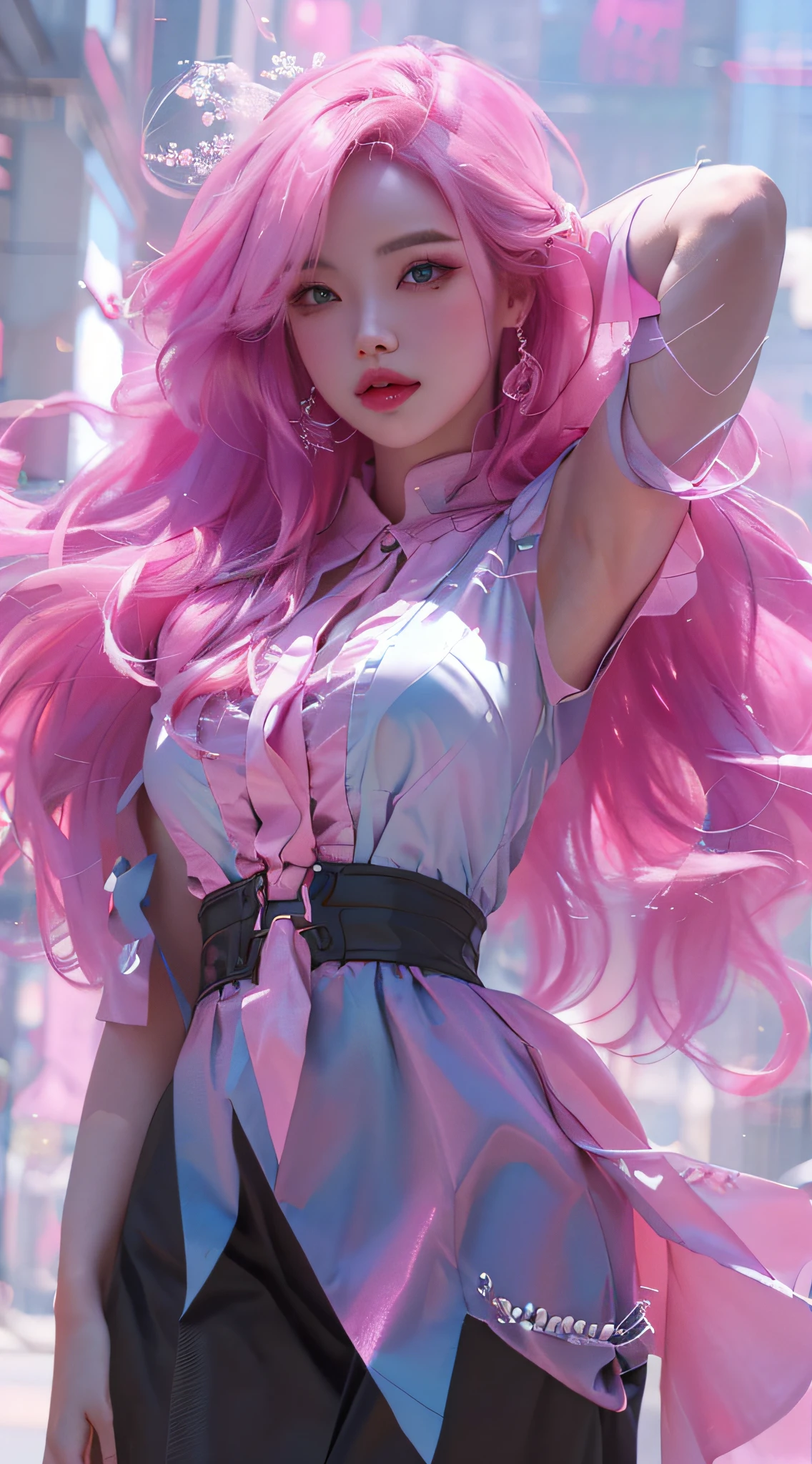 a close up of a woman with pink hair and a pink dress, Extremely detailed Artgerm, Style Artgerm, artgerm and rossdraws, ! Dream Artgerm, rossdraws cartoon vibrant, art-style, rossdraws pastel vibrant, :: rossdraws, Rosla 1. 0, wlop rossdraws, Artgerm style