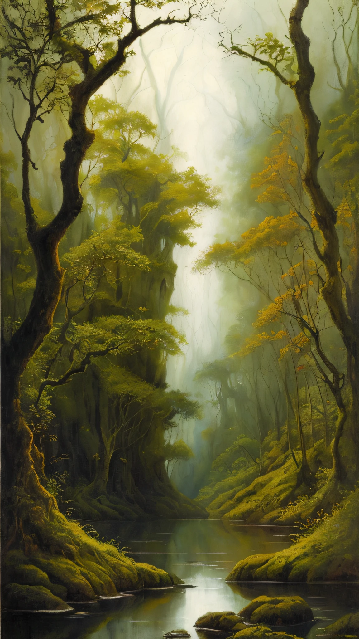 feiticeira sombria, arte conceitual de fantasia sombria, Gothic fantasy art, uma bela feiticeira, fantasia sombria misturada com realismo, arte de fantasia sombria, Dark and gloomy forest scenery, alta resolução, 8k, oil painting, fineart, detalhes suaves e finamente marcados, pintura estilo de john waterhouse, classic art