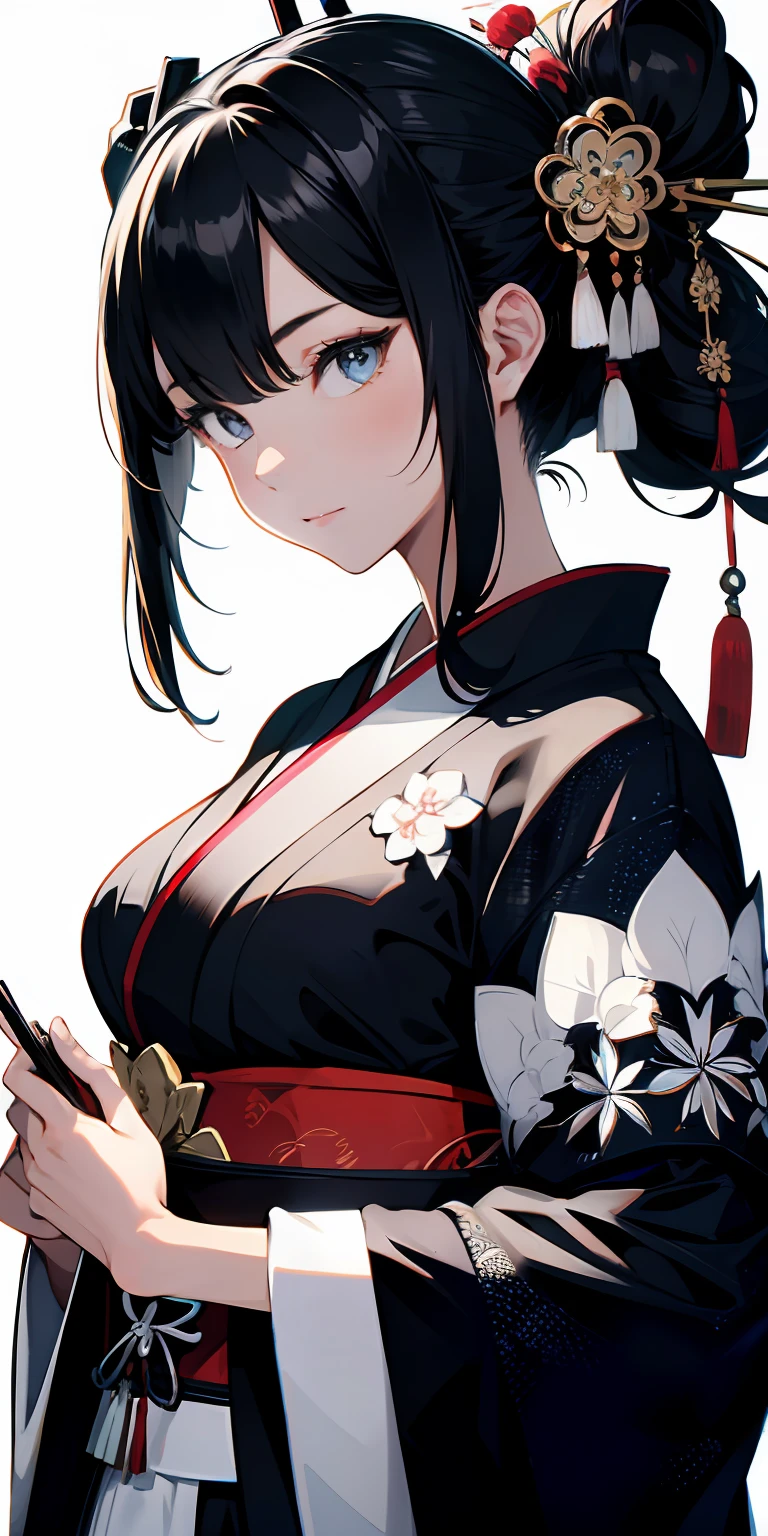 absurdres, highres, ultradetailed, (1girl:1.6), grainy, black and white, BREAK, ((japanese traditional art)), (black and white), mesmerizing shapes, dreamy imagery, zen calligraphy, BREAK, hanfu, geisha, exotic, upper body