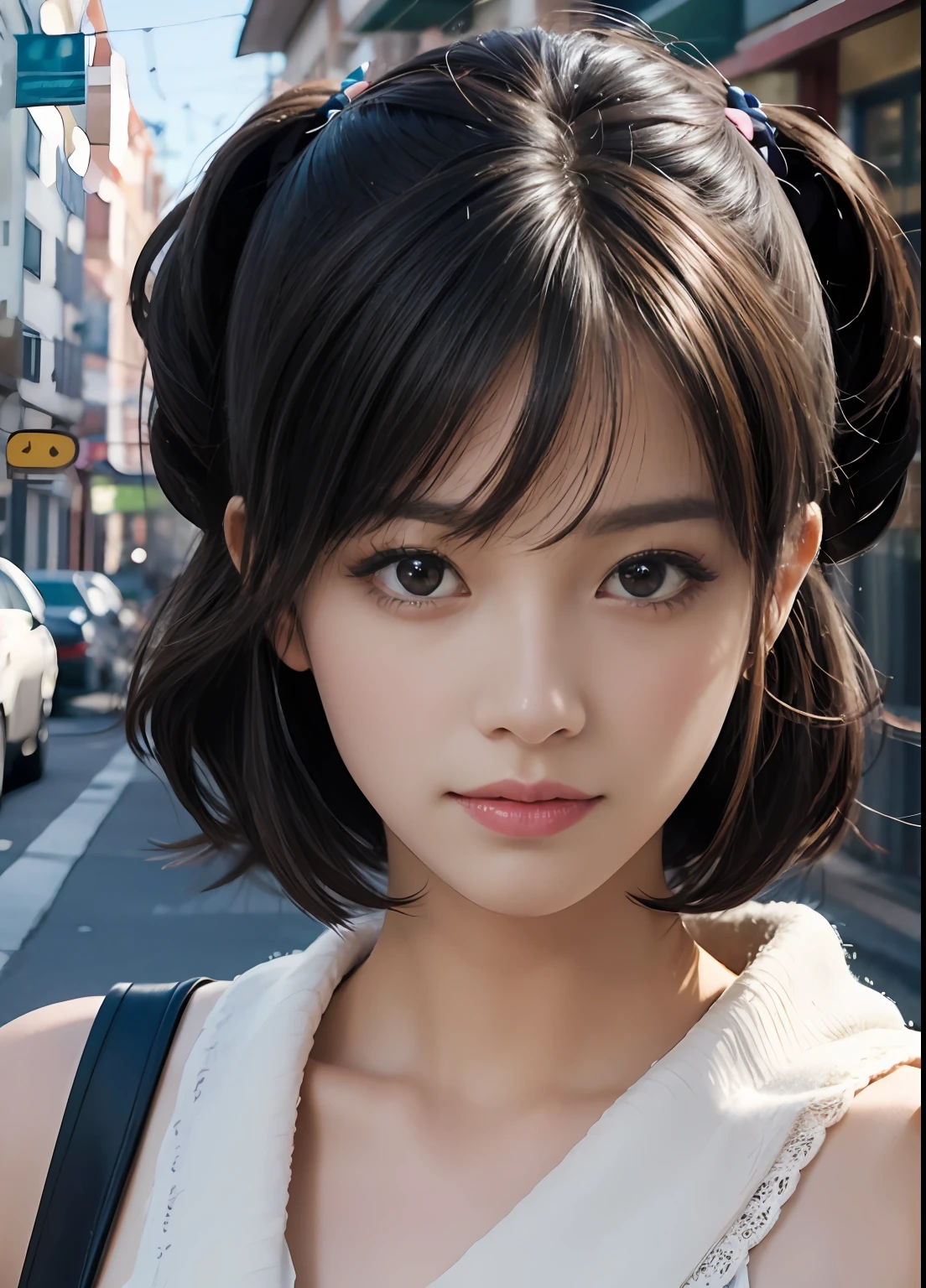 (best-quality:0.8),
(best-quality:0.8), perfect anime illustration, extreme closeup portrait of a pretty woman walking through the city