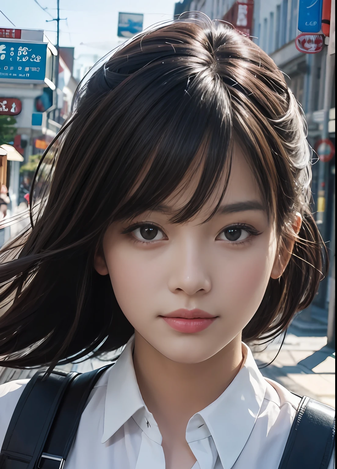 (best-quality:0.8),
(best-quality:0.8), perfect anime illustration, extreme closeup portrait of a pretty woman walking through the city
