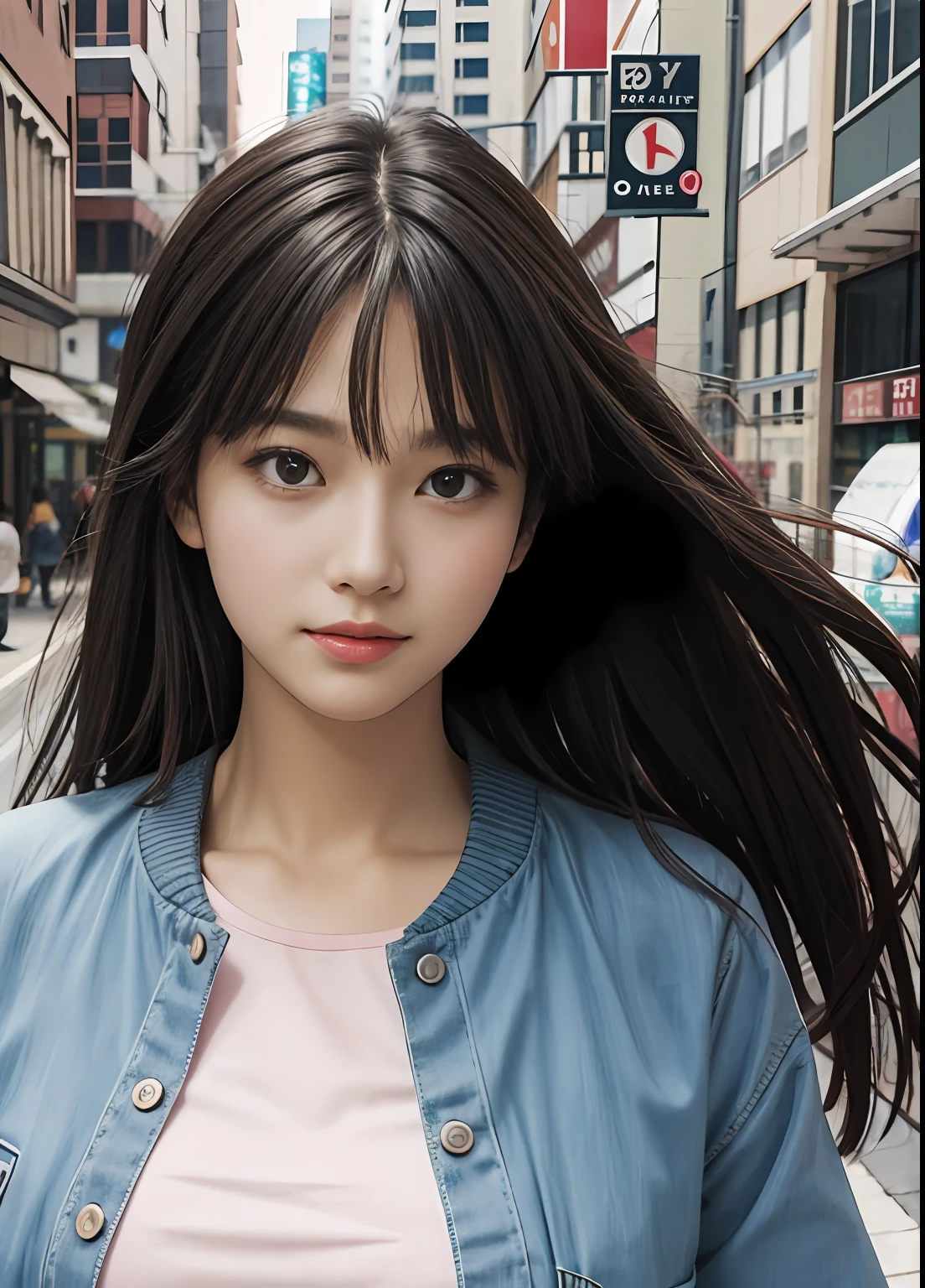 (best-quality:0.8),
(best-quality:0.8), perfect anime illustration, extreme closeup portrait of a pretty woman walking through the city