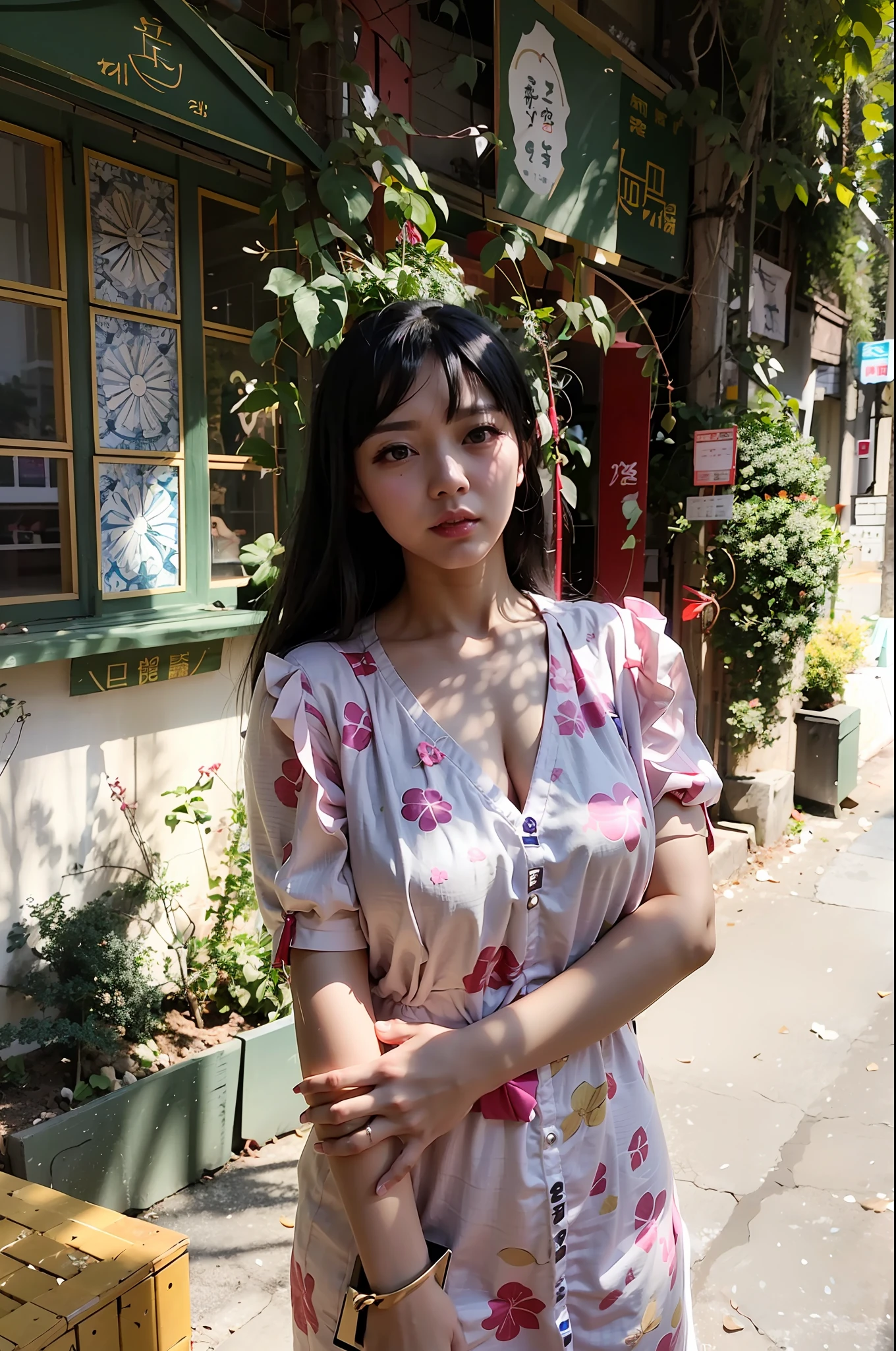 Woman in pink dress standing on the sidewalk in front of the building, xintong chen, Beautiful young Korean woman, beautiful Korean women, A young Asian woman, Chinese girl, Gorgeous young Korean woman, Young Asian girl, yanjun cheng, Korean girl, wenfei ye, xue han, Young Asian woman, gongbi, Eat Zhuoxin