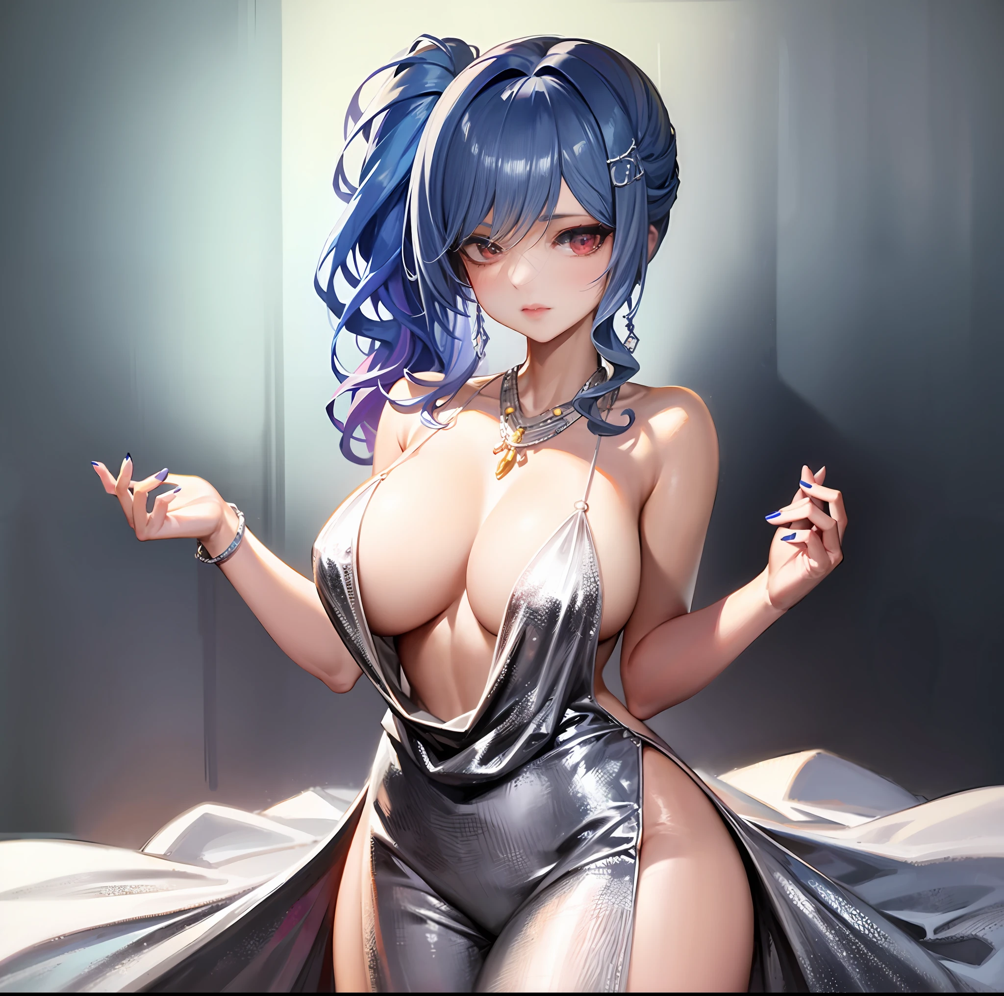 anime - style image of a woman with blue hair and a white dress, seductive anime girls, Best Rated on pixiv, trending on artstation pixiv, Guweiz in Pixiv ArtStation, Digital art on Pixiv, Guweiz on ArtStation Pixiv, Smooth anime CG art, Detailed digital anime art, style of anime4 K, at pixiv