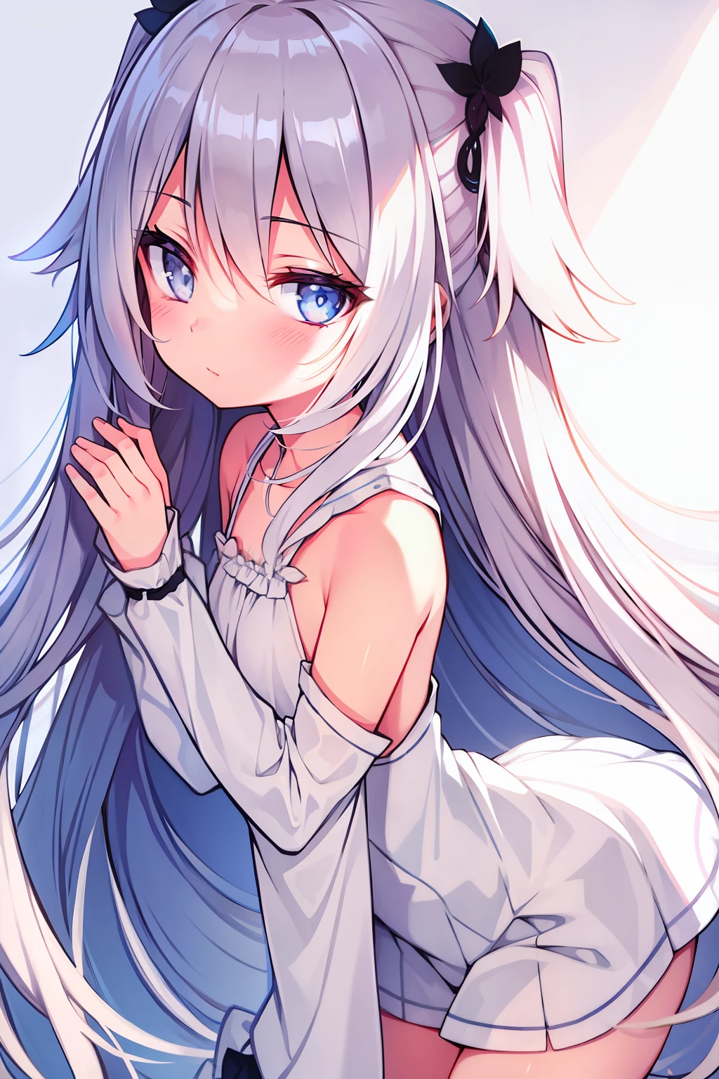 1 White silk loli on white background