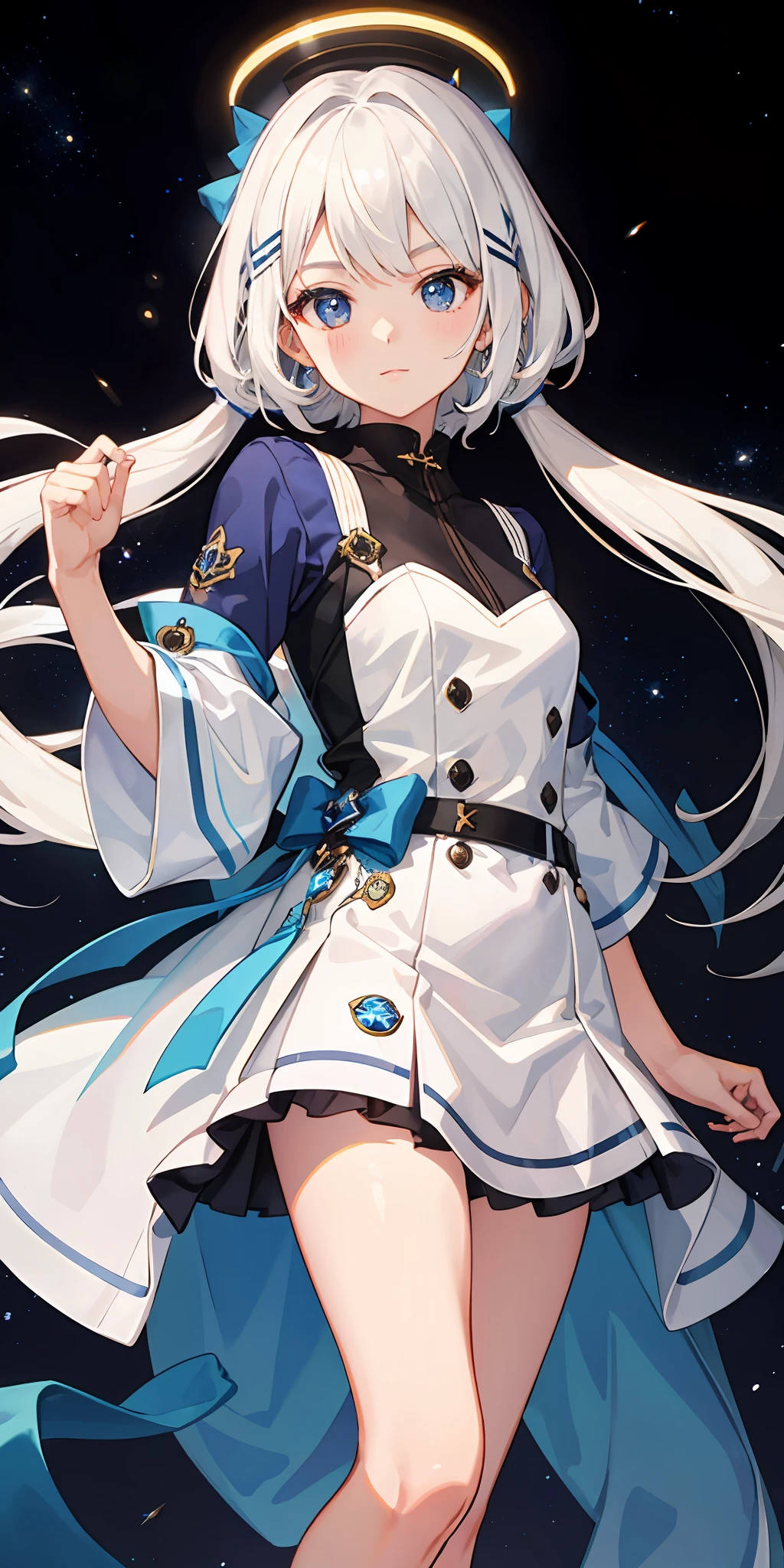one girls、White hair、Galaxy、frontage