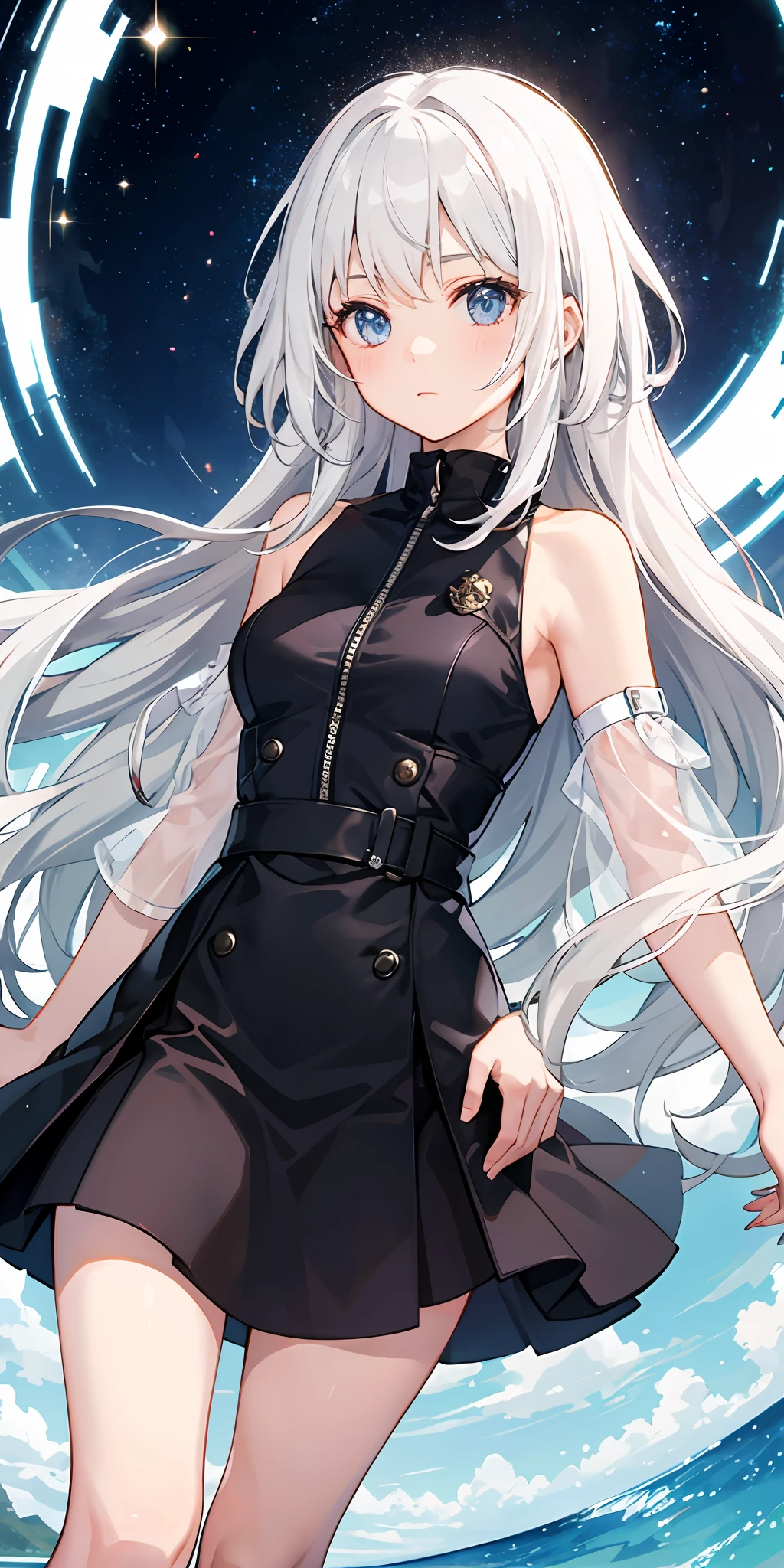 one girls、White hair、Galaxy、frontage