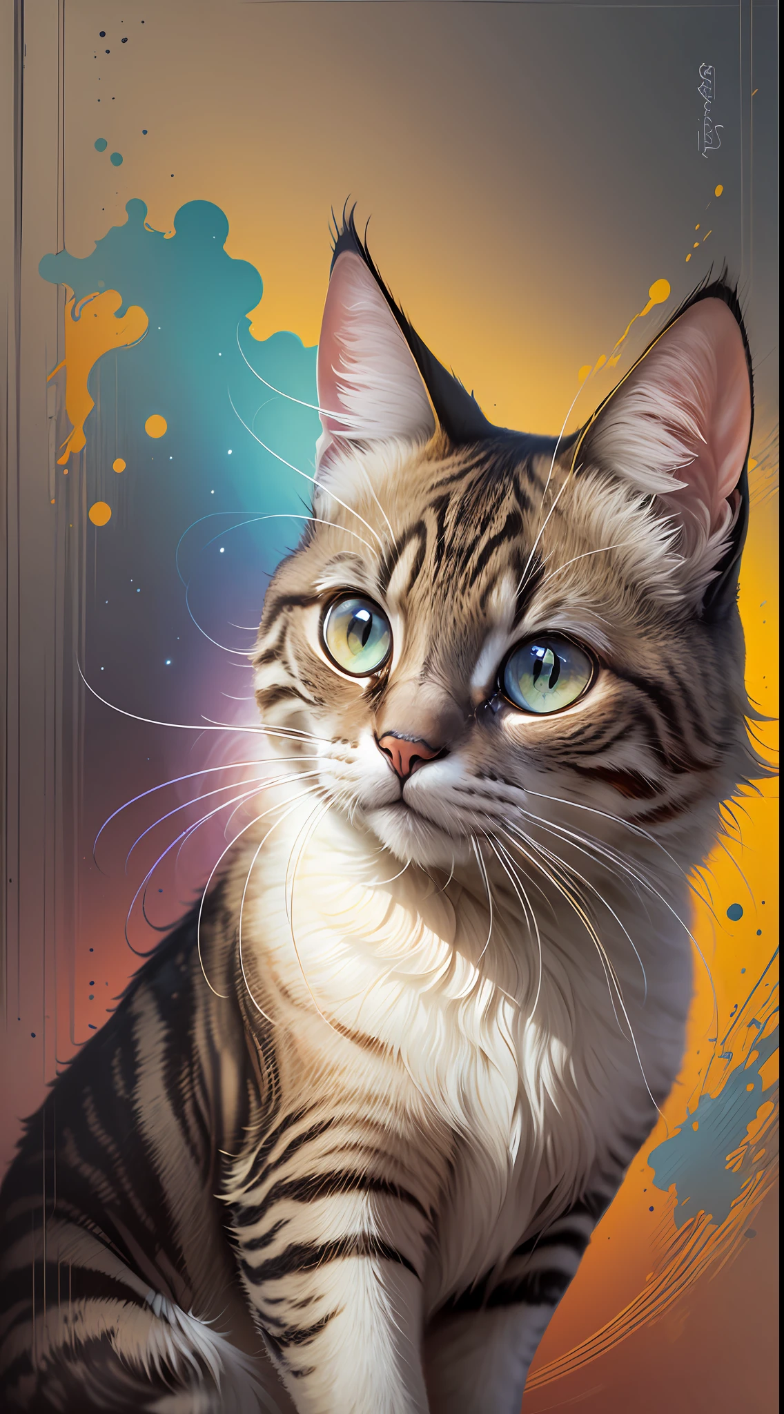 ((abstrato, soft strokes), surreal, gato dentro do banheiro, flutuando)