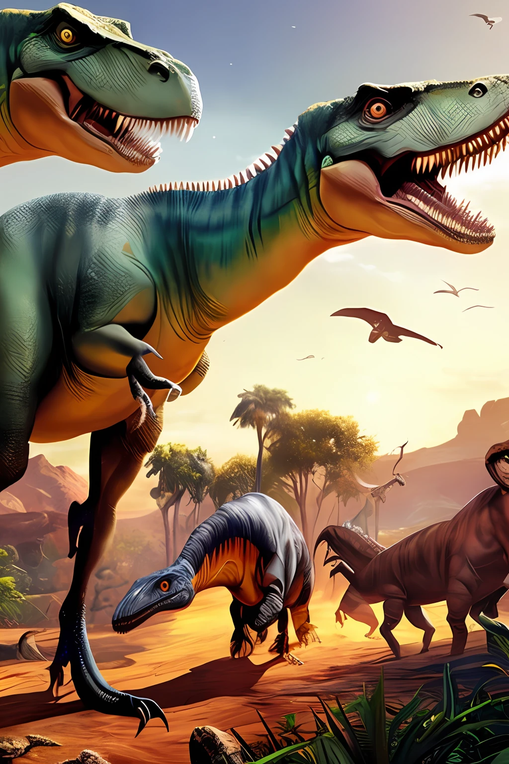 Thousands of different species of dinosaurs migrate, ark survival, ark survival evolved, jurassic image, key art, Jurassic World, meteor impact behind a dinosaur, Ancient art, jurassic, author:Arthur Penn, pc screenshot, author:Ivan Langer, realistic paleoart, author:Luis Miranda, at the time of dinosaurs, dinosaurs, wallpaper hd