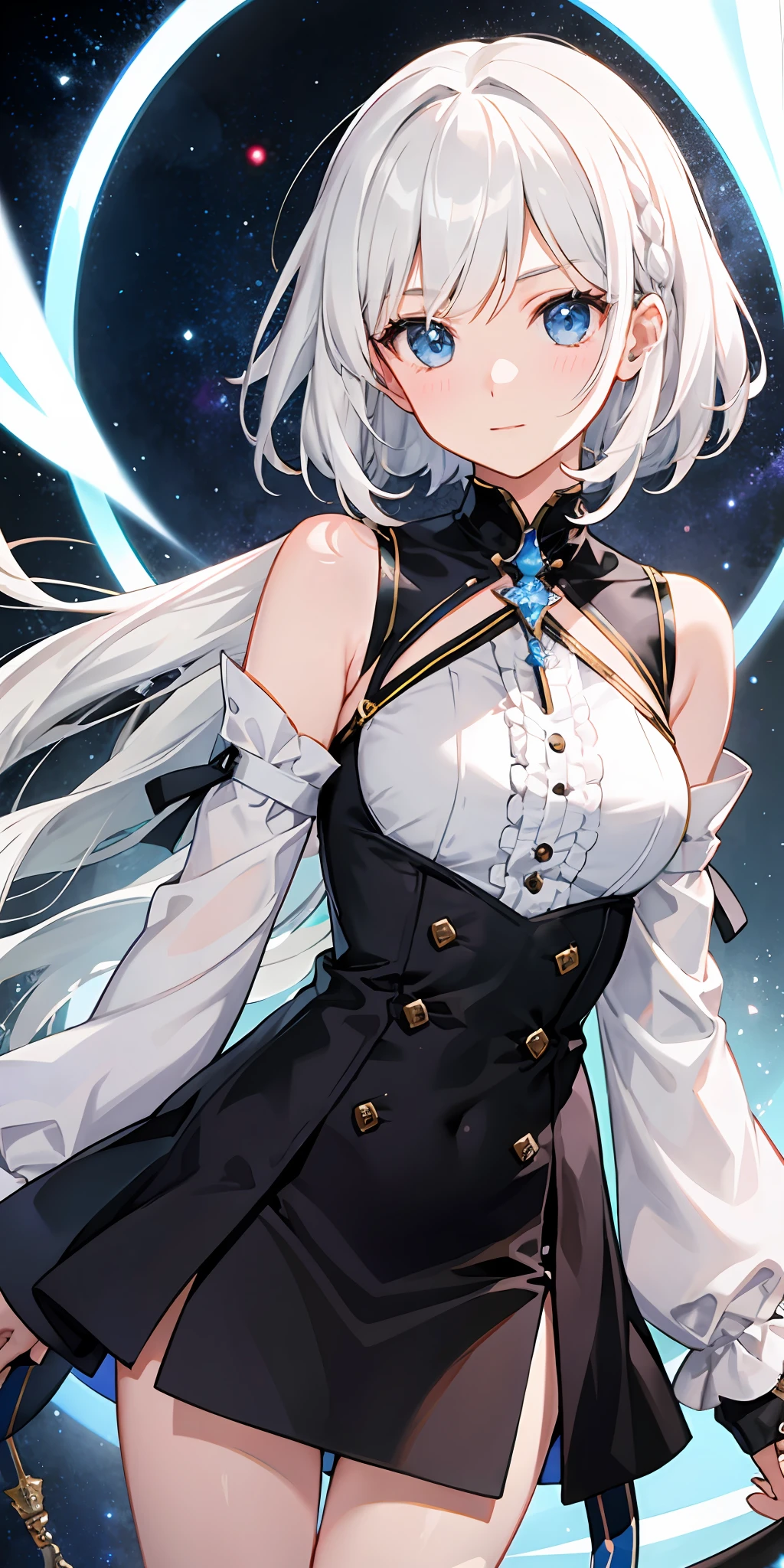 one girls、White hair、Galaxy、frontage