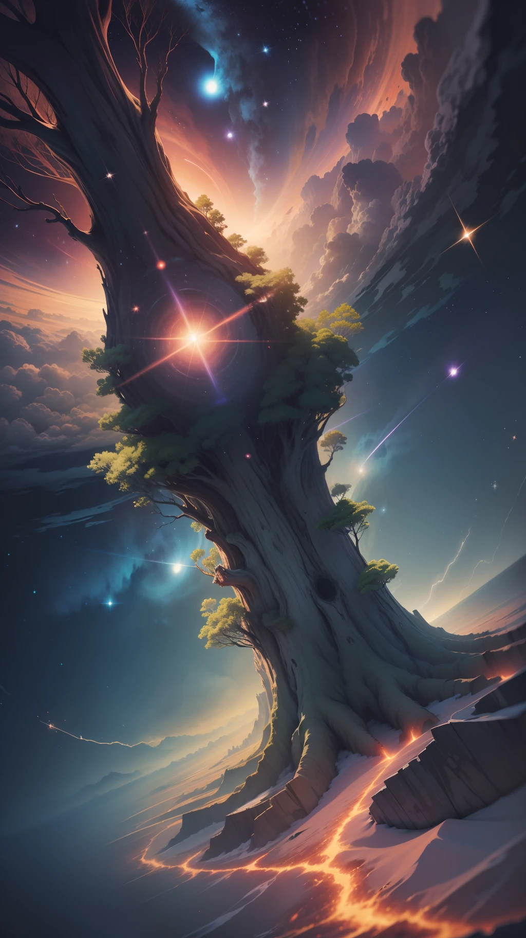 A cosmic event happening, and there are only trees around.