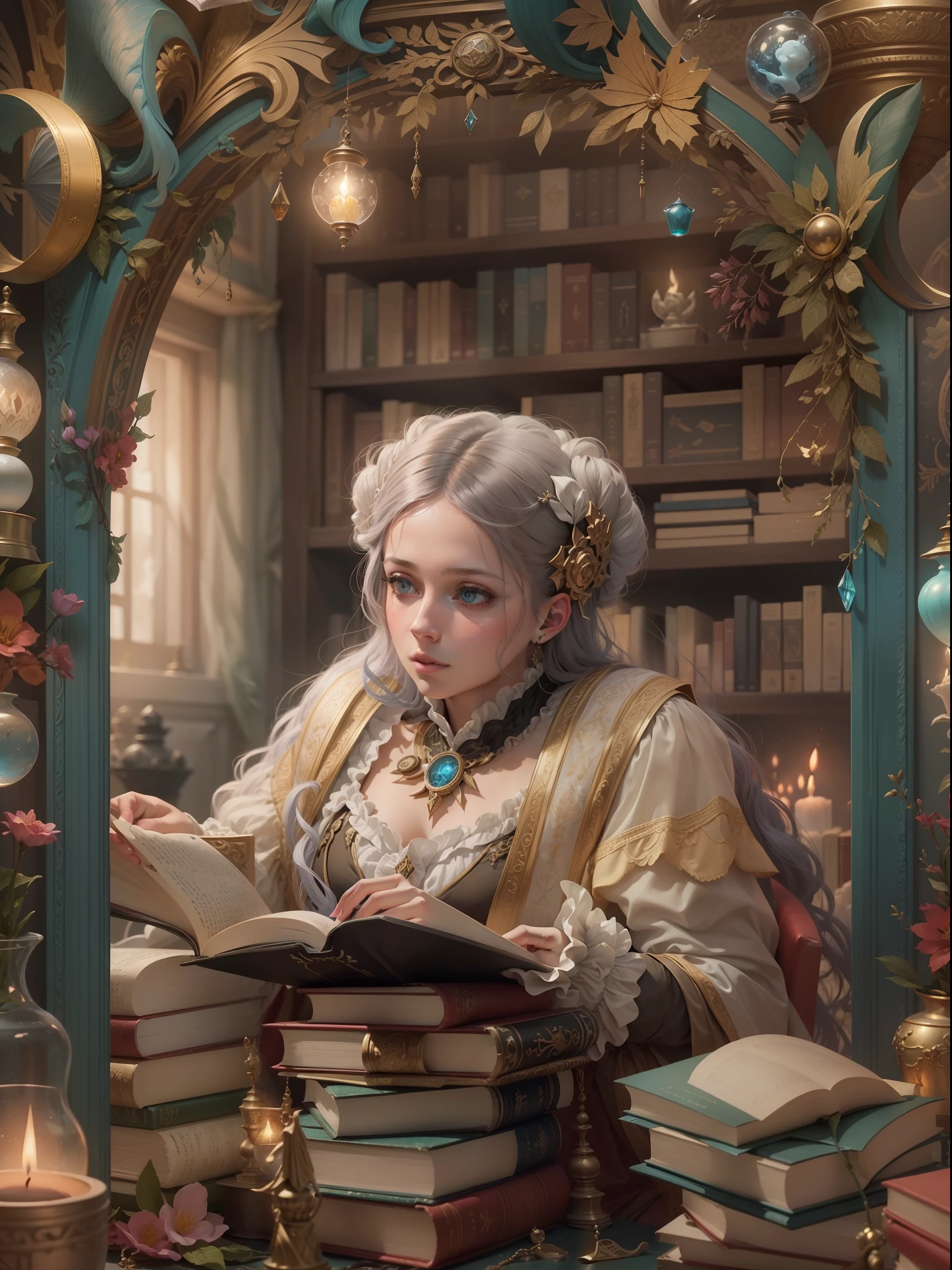 crie um ((artistic)) imagem de uma ((fantastical)) Nineteenth-century mystic surrounded by books and esoteric symbols. Helena Petrovna Blavatsky. Anatomia perfeita. 35 anos. A imagem deve estar em um ((fantasia)) configuration with ((High Artistic Colors)). The camera must be configured as a ((medium shot)) com uma lente que capture o personagem e os arredores. The lighting should be ((Luz natural)), com ((luz de velas)) iluminando o personagem e os arredores. Ambiente misterioso. A imagem deve ter ((Amazing details)) e um ((surreal)) Estilo. The resolution should be ((4k)) com ((HDR)) The lighting.
Preparando