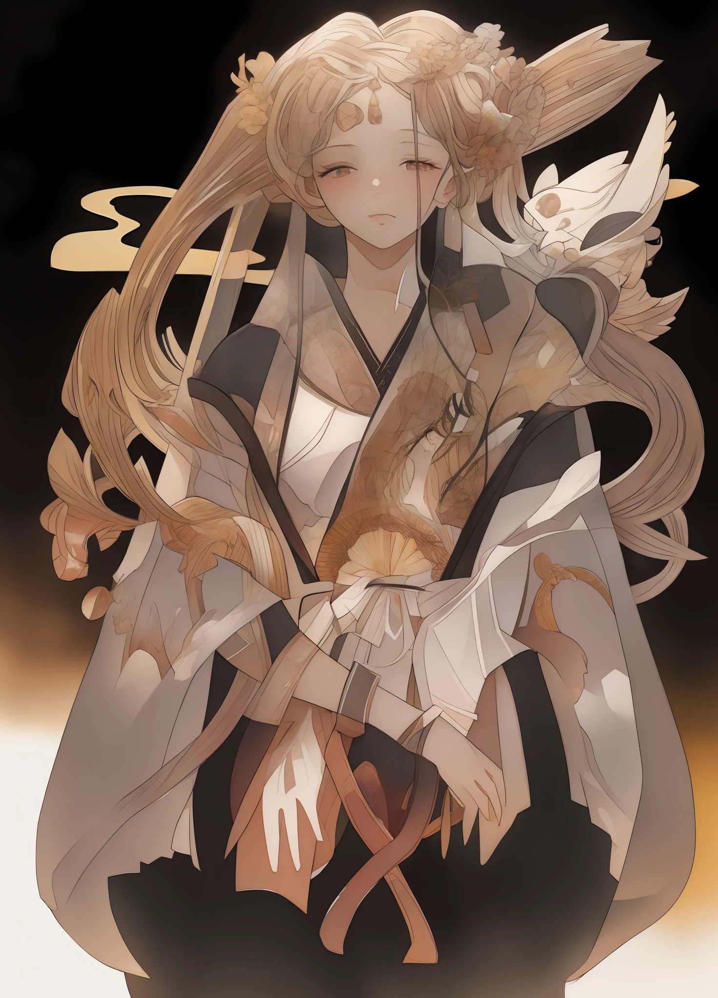 painting of a woman with a bird and a dragon on her shoulder, inspired by Yanagawa Nobusada, korean art nouveau anime, inspired by Utagawa Yoshitaki, inspired by Utagawa Yoshitora, dreamy psychedelic anime, anime art nouveau, inspired by Tosa Mitsuoki, loish |, anime illustration, by Yanagawa Nobusada,, beautiful line art, detailed manga style, extremely fine ink lineart, black and white manga style, black and white line art, ink manga drawing, intense line art, pencil and ink manga drawing, intense black line art, in style of manga, exquisite line art, perfect lineart,exquisite line art, exquisite digital illustration, detailed digital drawing, black and white coloring, digital anime illustration, a beautiful artwork illustration, detailed matte fantasy portrait, beautiful line art, great digital art with details, goddess. extremely high detail, 4k detailed digital art, stunning digital illustration, digital fantasy illustration,((Best quality)), ((masterpiece)), (detailed:1.4), 3D, an image of a beautiful female,HDR (High Dynamic Range),Ray Tracing,NVIDIA RTX,Super-Resolution,Unreal 5,Subsurface scattering,PBR Texturing,Post-processing,Anisotropic Filtering,Depth-of-field,Maximum clarity and sharpness,Multi-layered textures,Albedo and Specular maps,Surface shading,Accurate simulation of light-material interaction,Perfect proportions,Octane Render, Two-tone lighting,Wide aperture,Low ISO,White balance,Rule of thirds,8K RAW,
