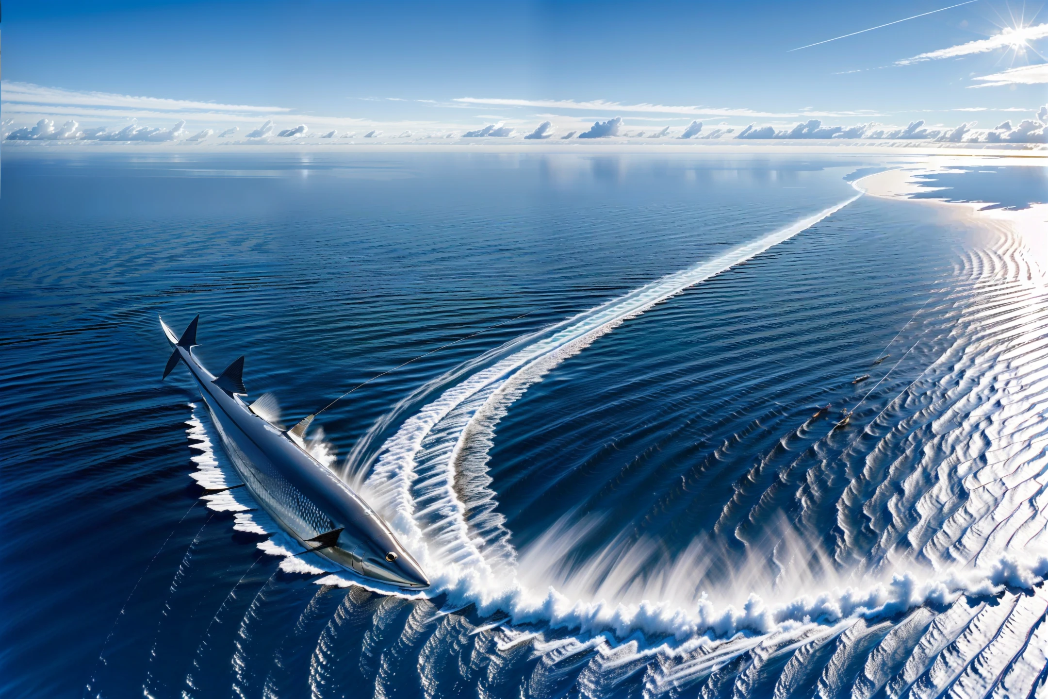 There is a big fish in the North Sea,It's huge,I don't know how long it is thousands of miles,Fantasy epic 8k HD wallpaper masterpiece