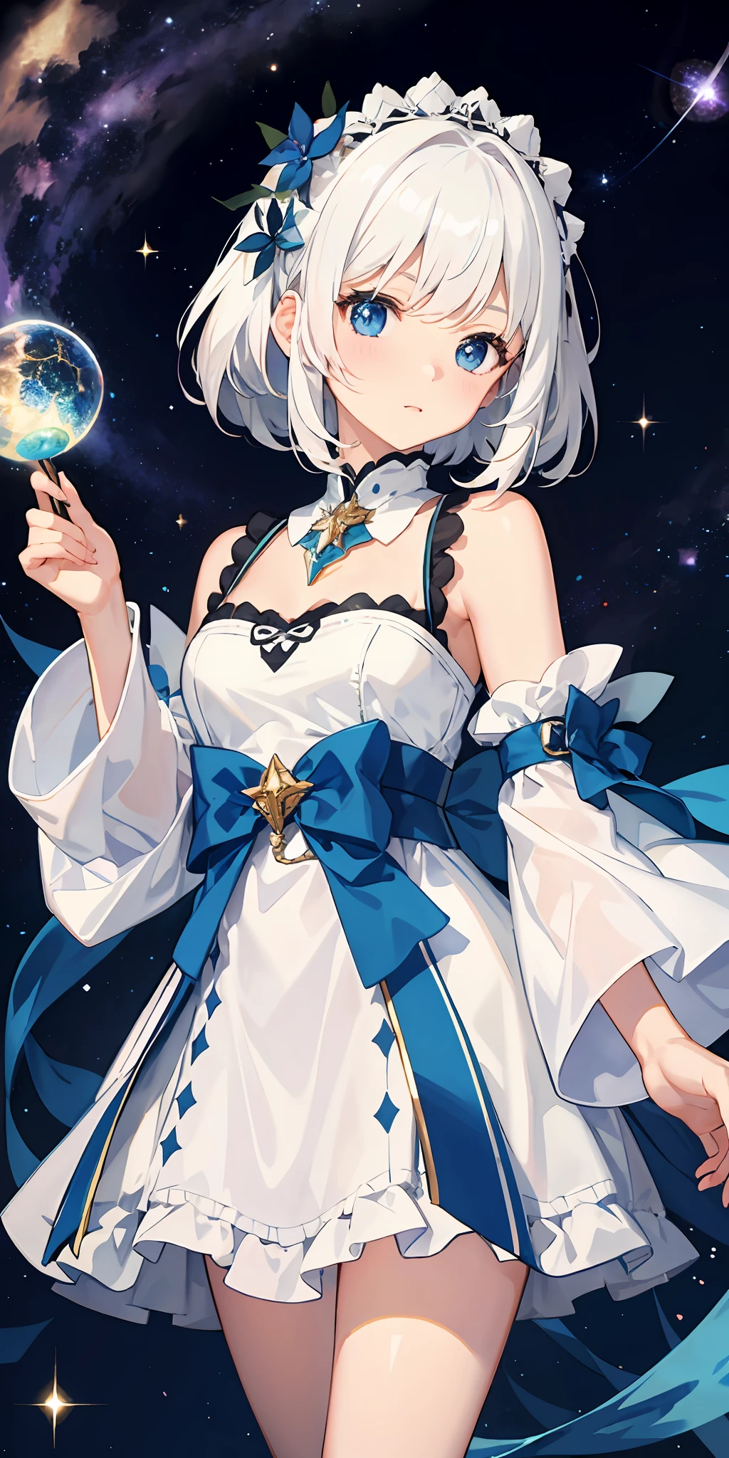 one girls、White hair、Galaxy、