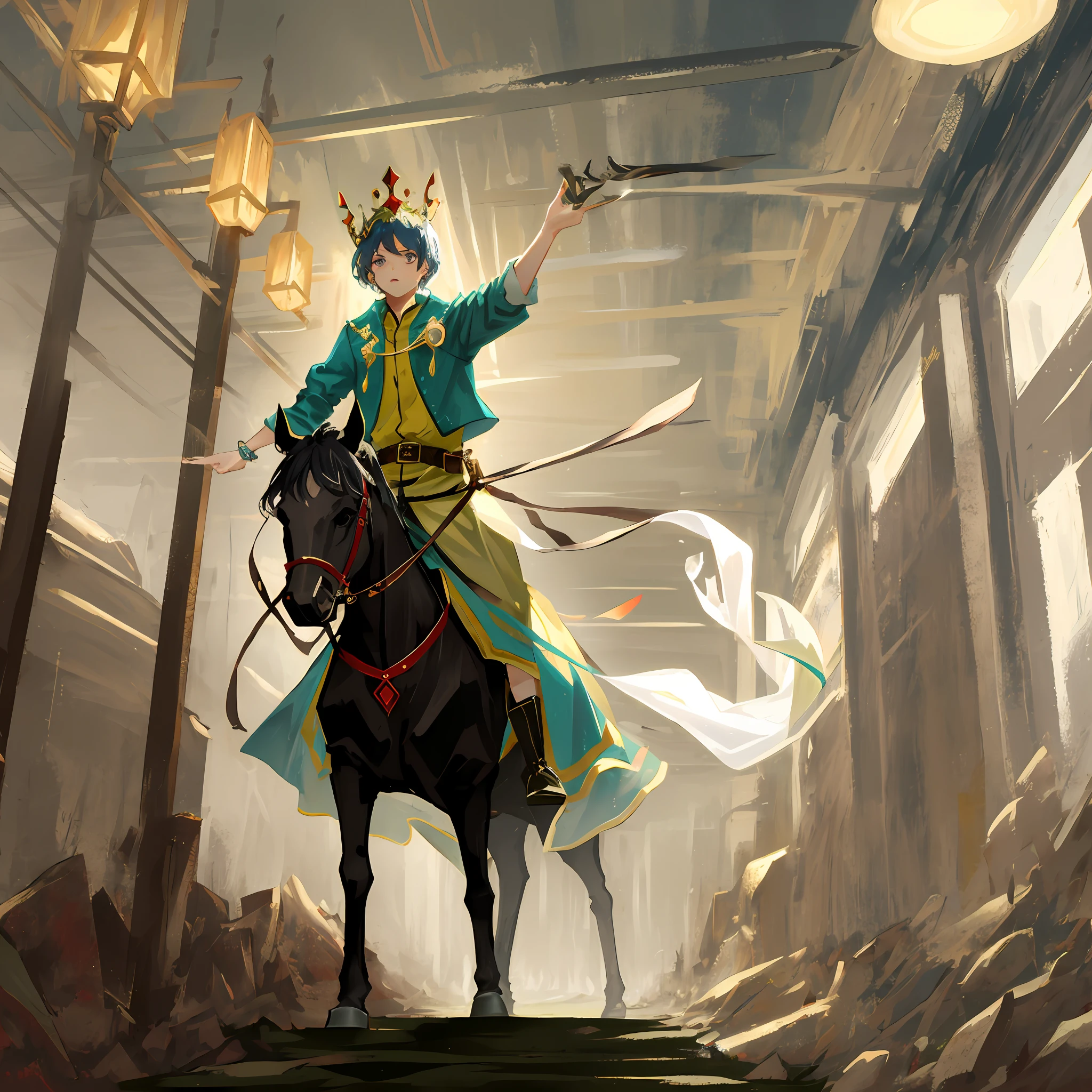 Kang Palace Riding Crown Sword Blacksmith Fanworks Male Antique Fairy Qi is striking iron