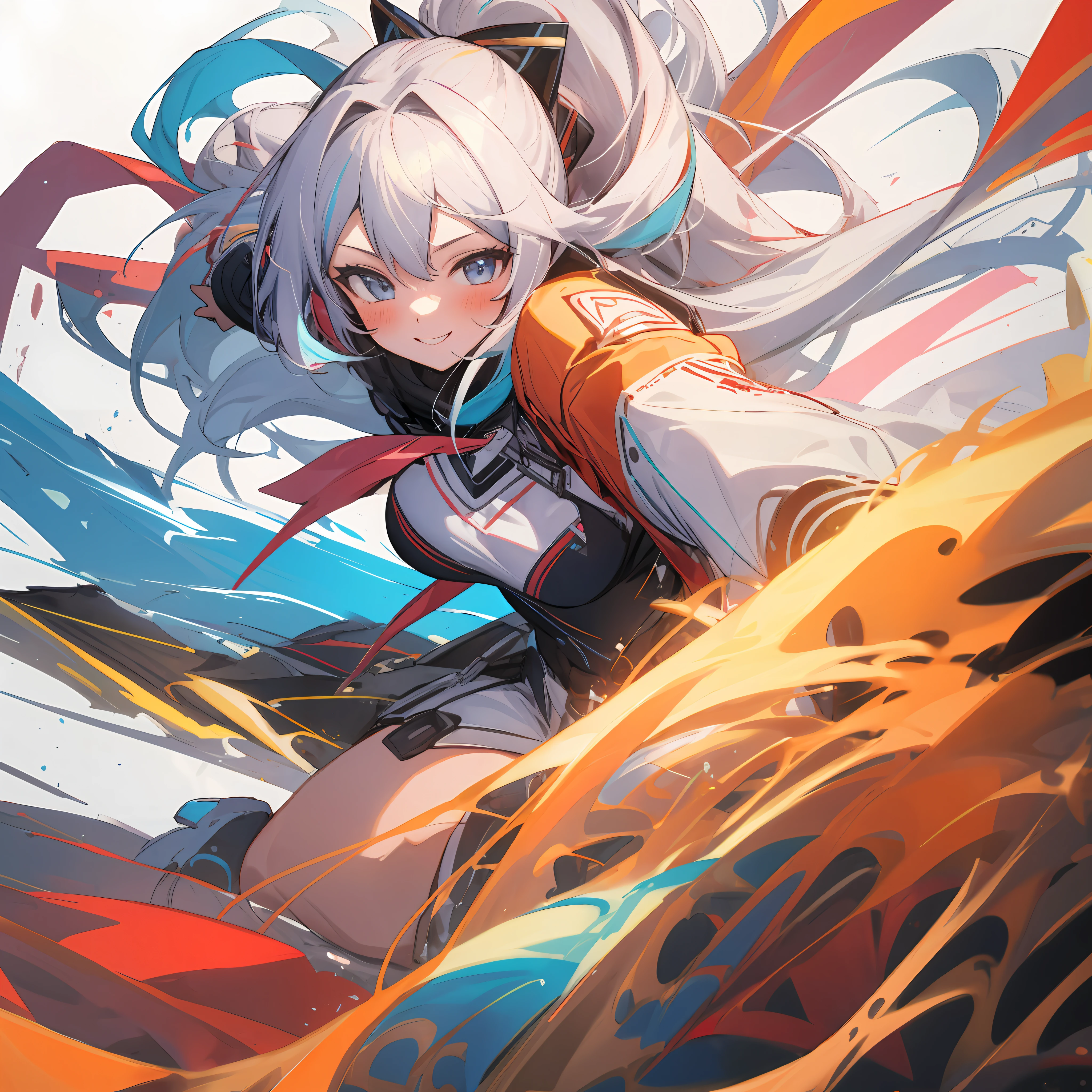 (best quality , masterpiece:1.2) , 8K wallpaper , huge filesize , highres, absurdres , high resolution ,extremely detailed ,
BREAK
1girl, smile , blush , multicolor hair , active pose , dynamic angle, vivid color