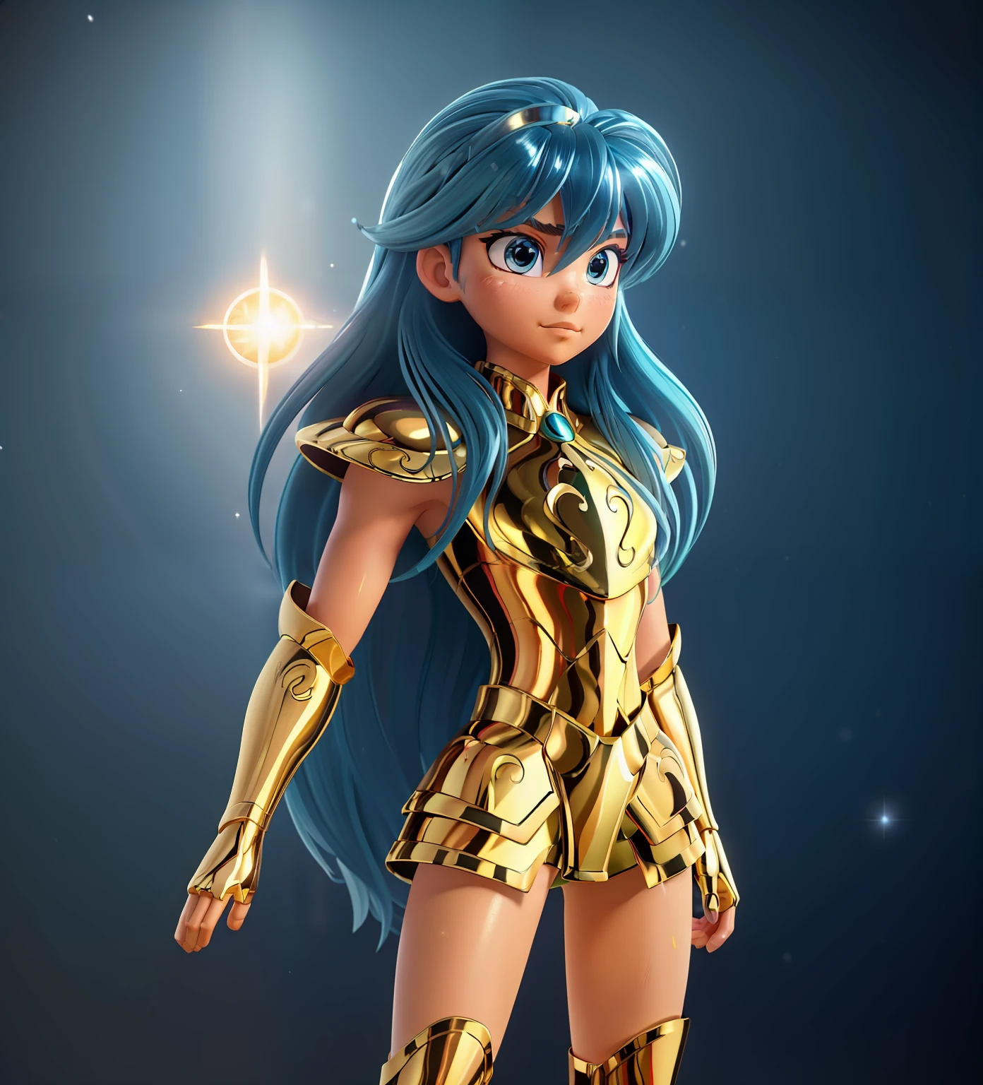 Ultra-high saturation（tmasterpiece）， fully body photo，（best qualtiy），（1girll）， fully body photo，sface focus， Wearing golden Aquarius armor，Iceberg background，sexy armor，No underwear，Bling armor，Fine fine skin，Plump breasts，Bare legged，cool-pose， Saint Seiya Armor， messy  hair，highly detailed realistic photograph of，god light， super sharp focus， Ultra high quality,，with dynamism， Long hair,，(Shiny skin:1.4)，Shiny lips sexy figure，Ultra-high saturation，hight contrast，High-gloss armor，Smooth skin，Grim expression，lightblue hair